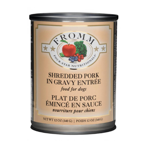 Fromm Four Star Dog Shredded Pork in Gravy 12oz Can