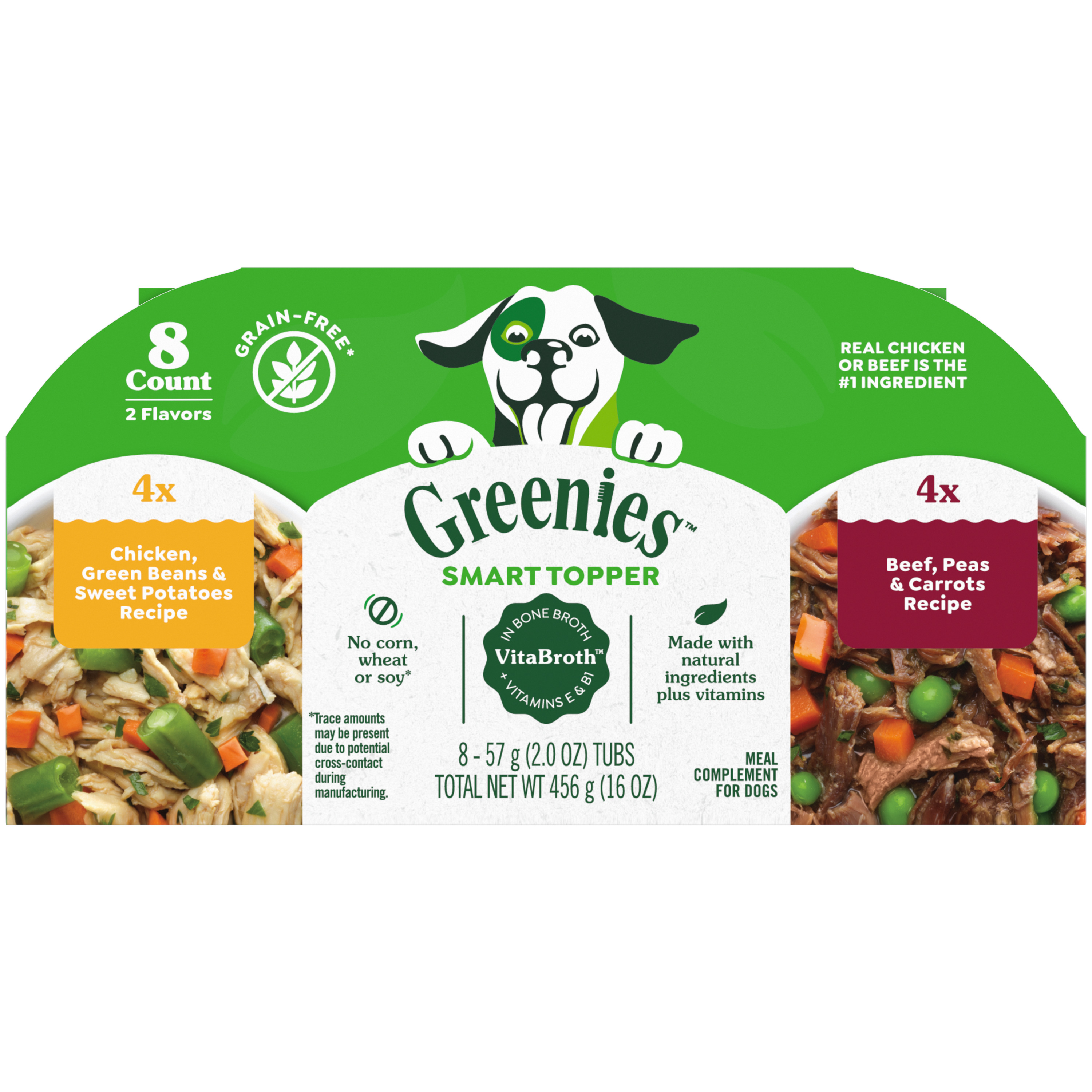 Greenies Dog Food Smart Topper Chicken & Beef Variety Pack 8 Count 2oz