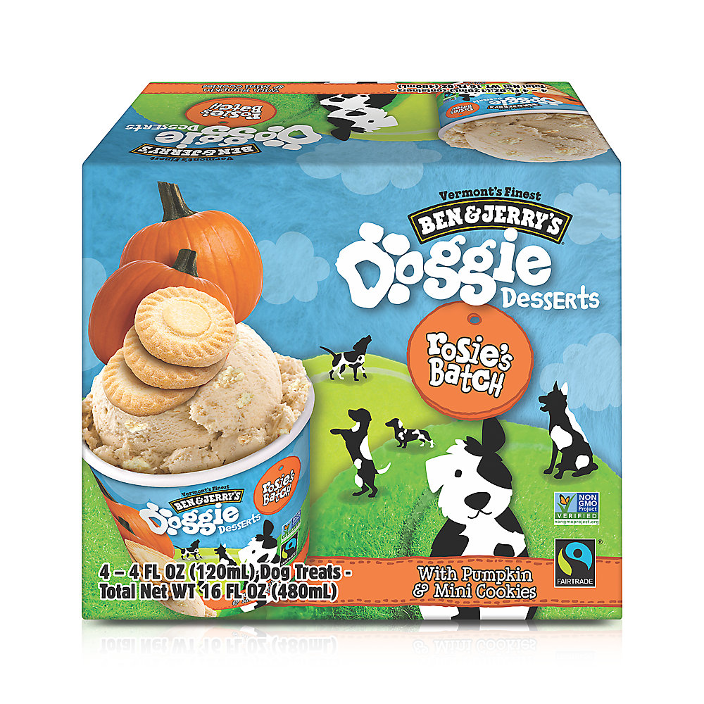 Ben & Jerrys Doggie Desserts Ice Cream Rosies Batch Pumpkin & Cookies 4 Pack