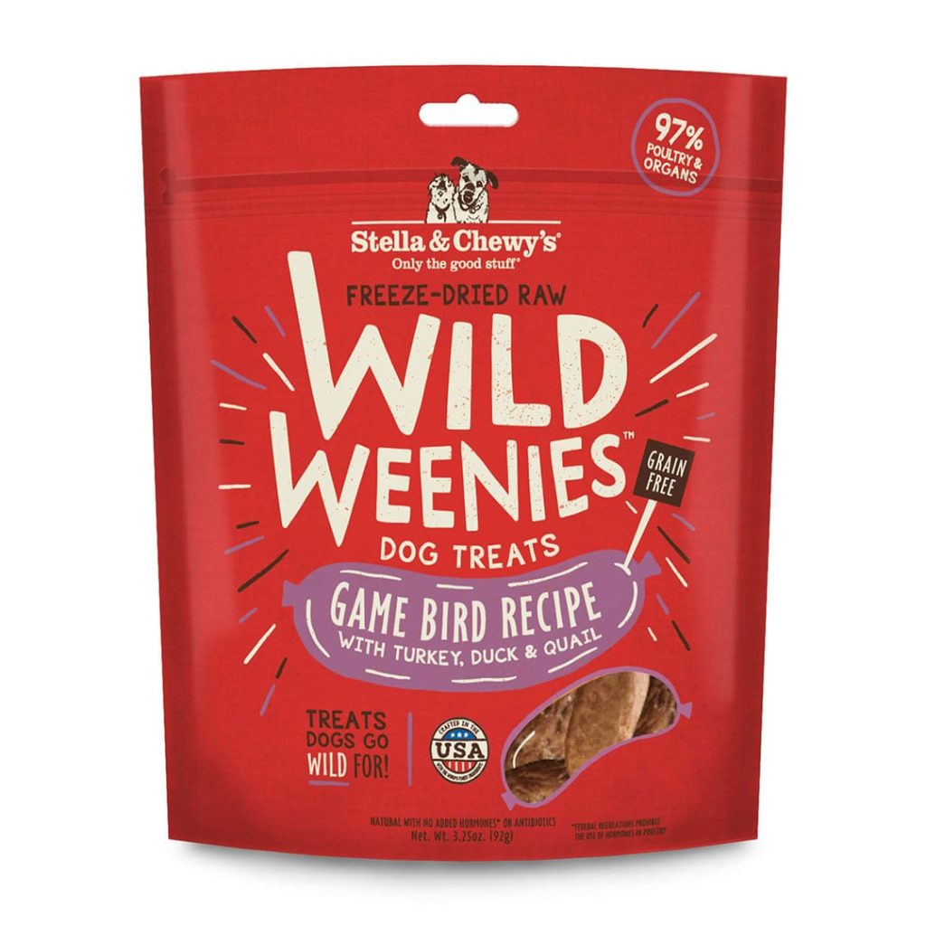 Departments Stella Chewy s Dog Treat Freeze Dried Wild Weenies Game Bird 3.25oz