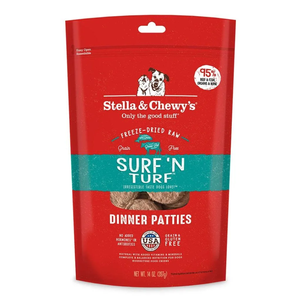 Stella & Chewy's Dog Freeze Dried Raw Dinner Patties Surf n' Turf 5.5oz