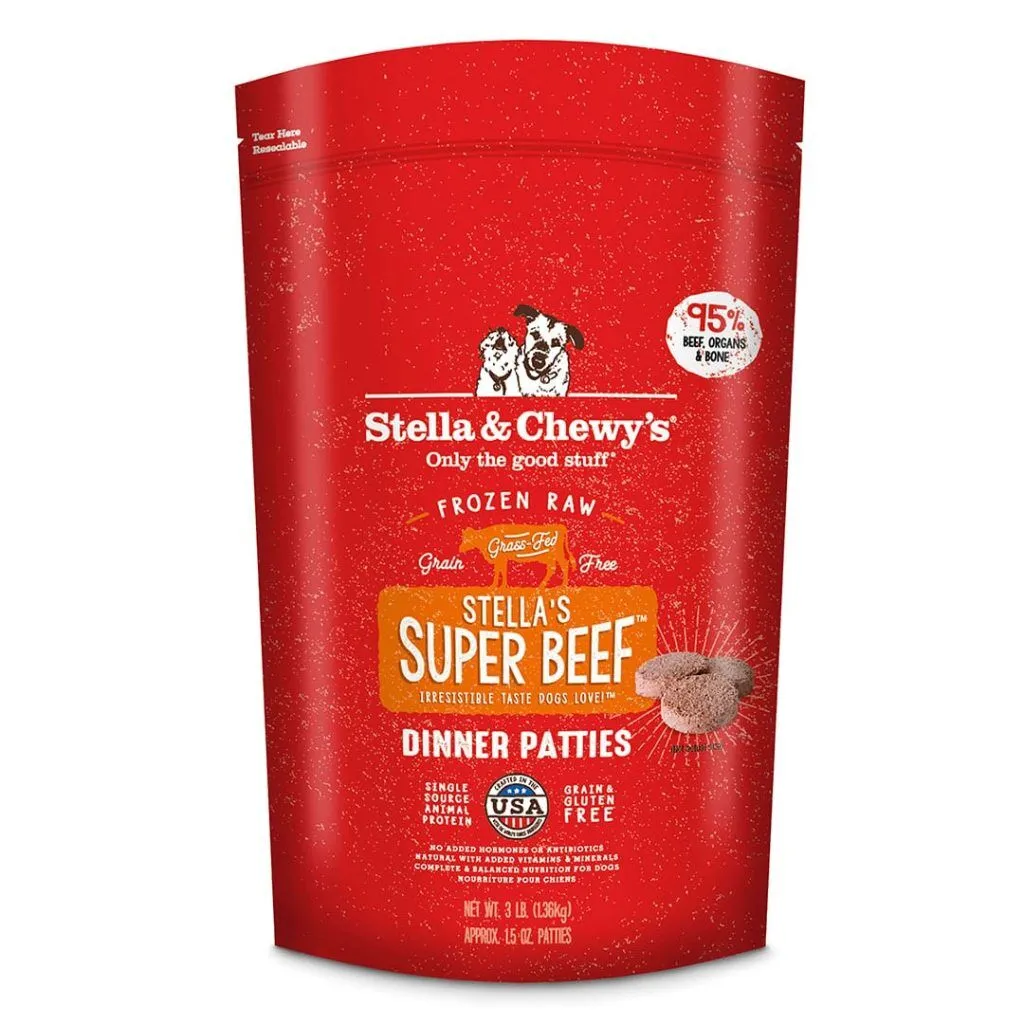 Stella & Chewy's Dog Super Beef Frozen Raw Dinner Patties 12#