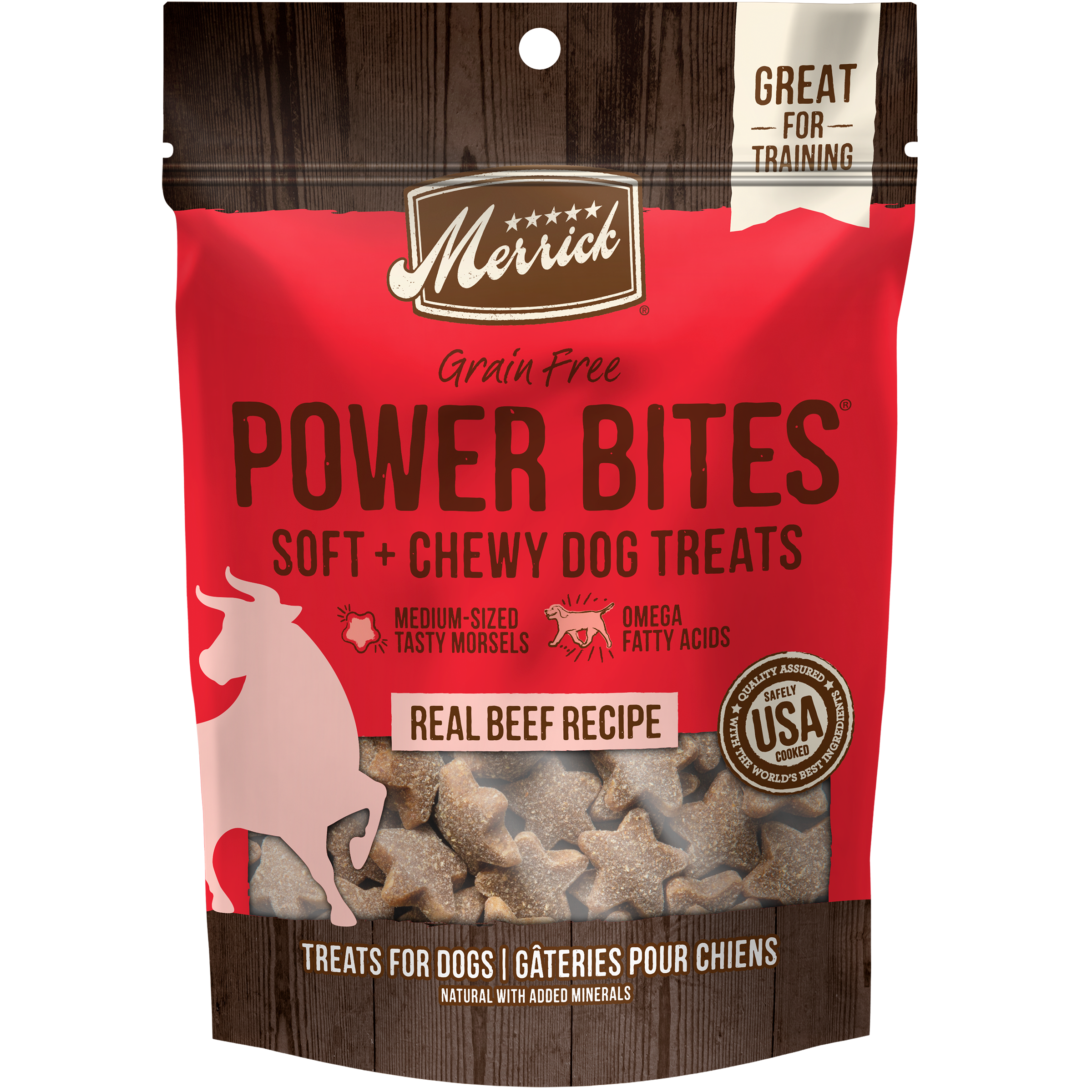 Merrick Power Bites Dog Treats Real Texas Beef 6oz