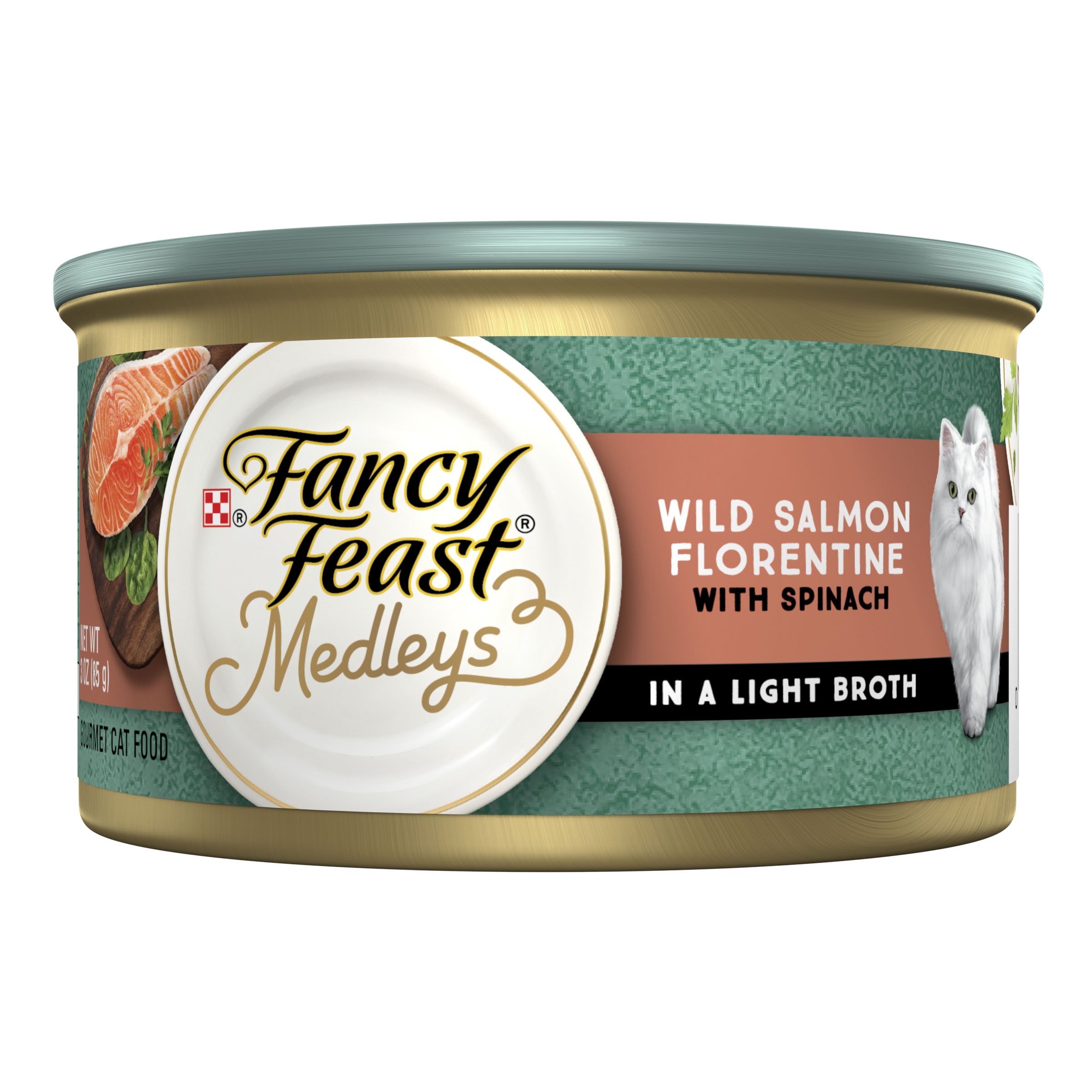 Purina Fancy Feast Medleys Cat Wild Salmon W/ Greens in Sauce 3oz can