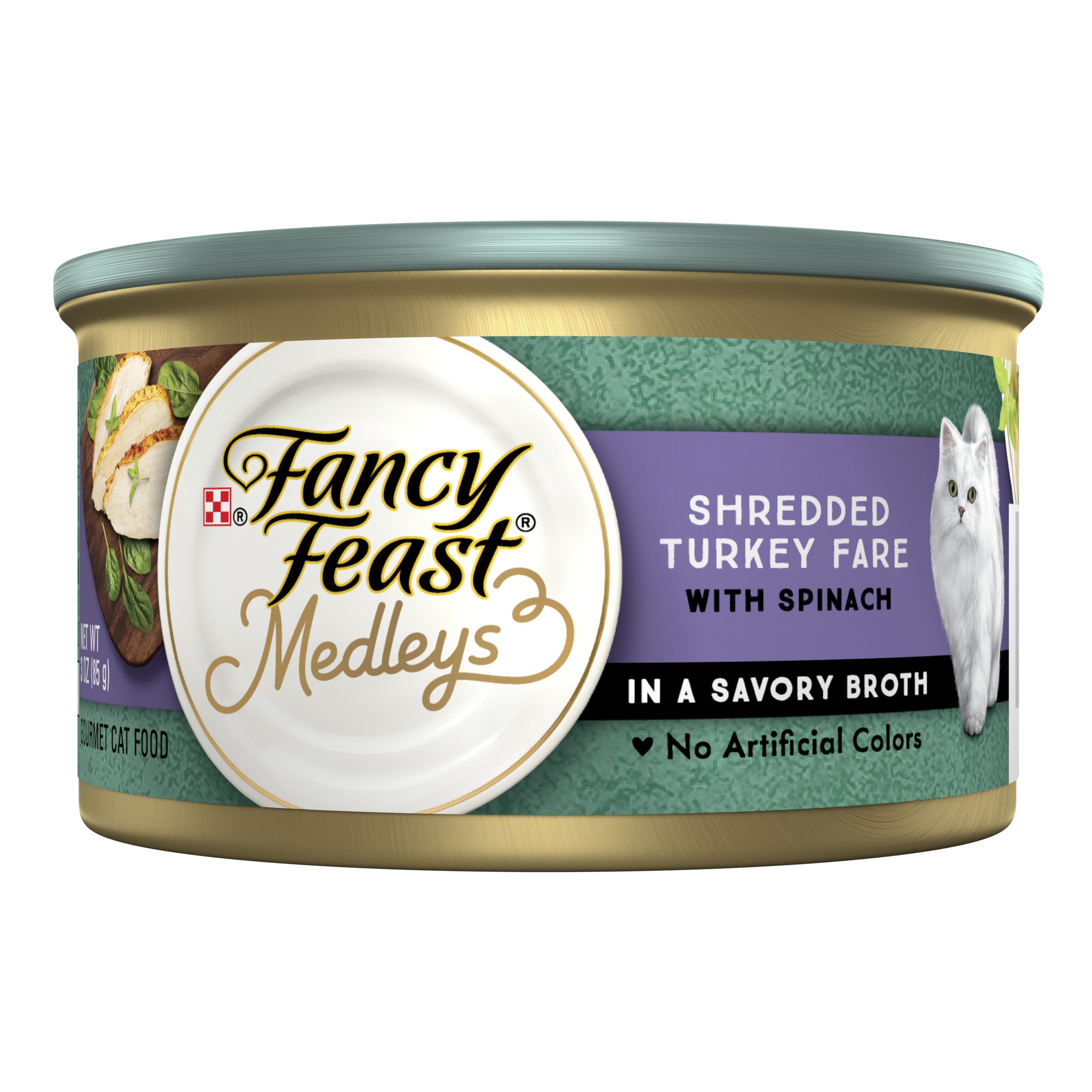 Purina Fancy Feasts Medleys Cat Turkey W/ Greens in Broth 3oz can