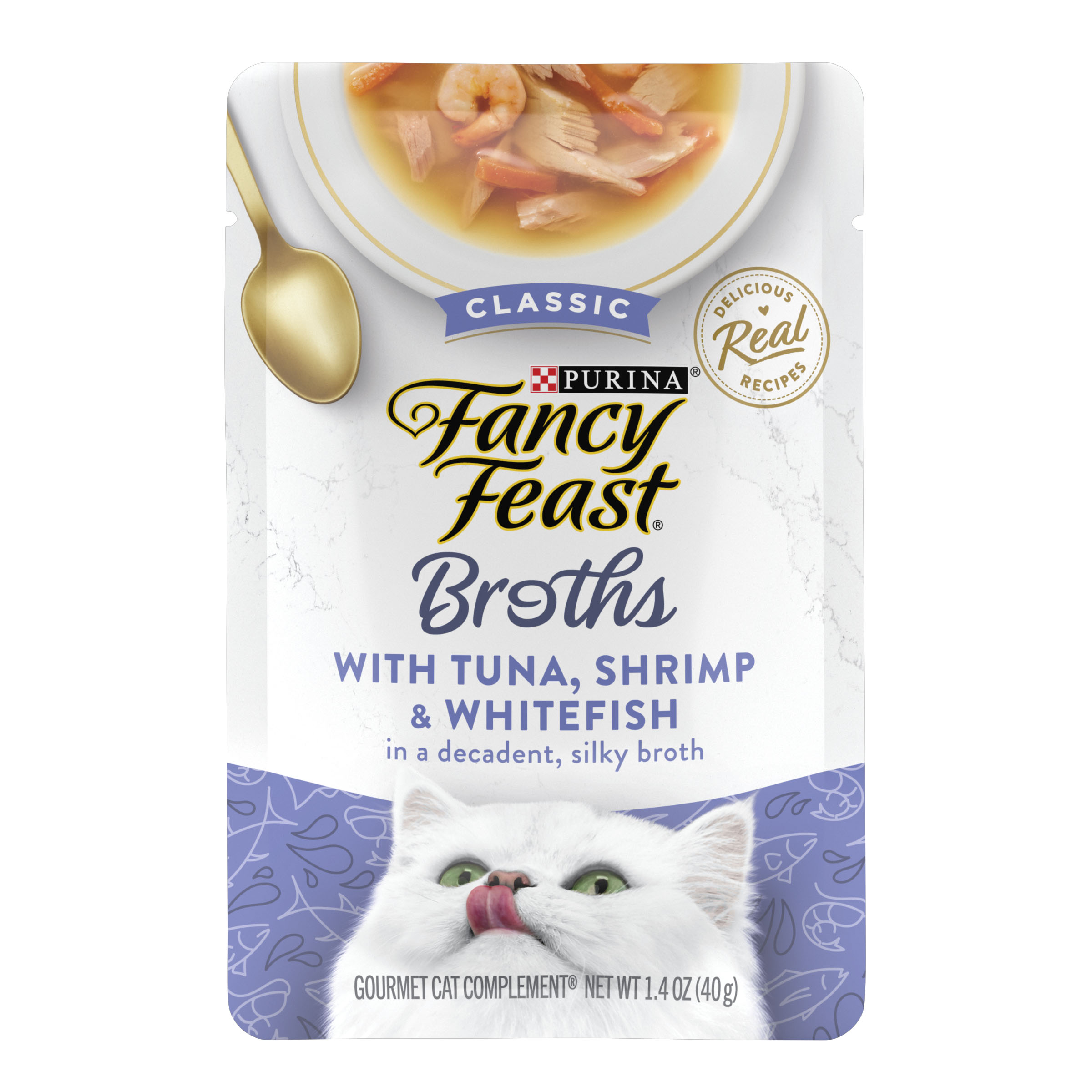 Purina Fancy Feast Cat Broths With Tuna, Shrimp & Whitefish 1.4oz pouch