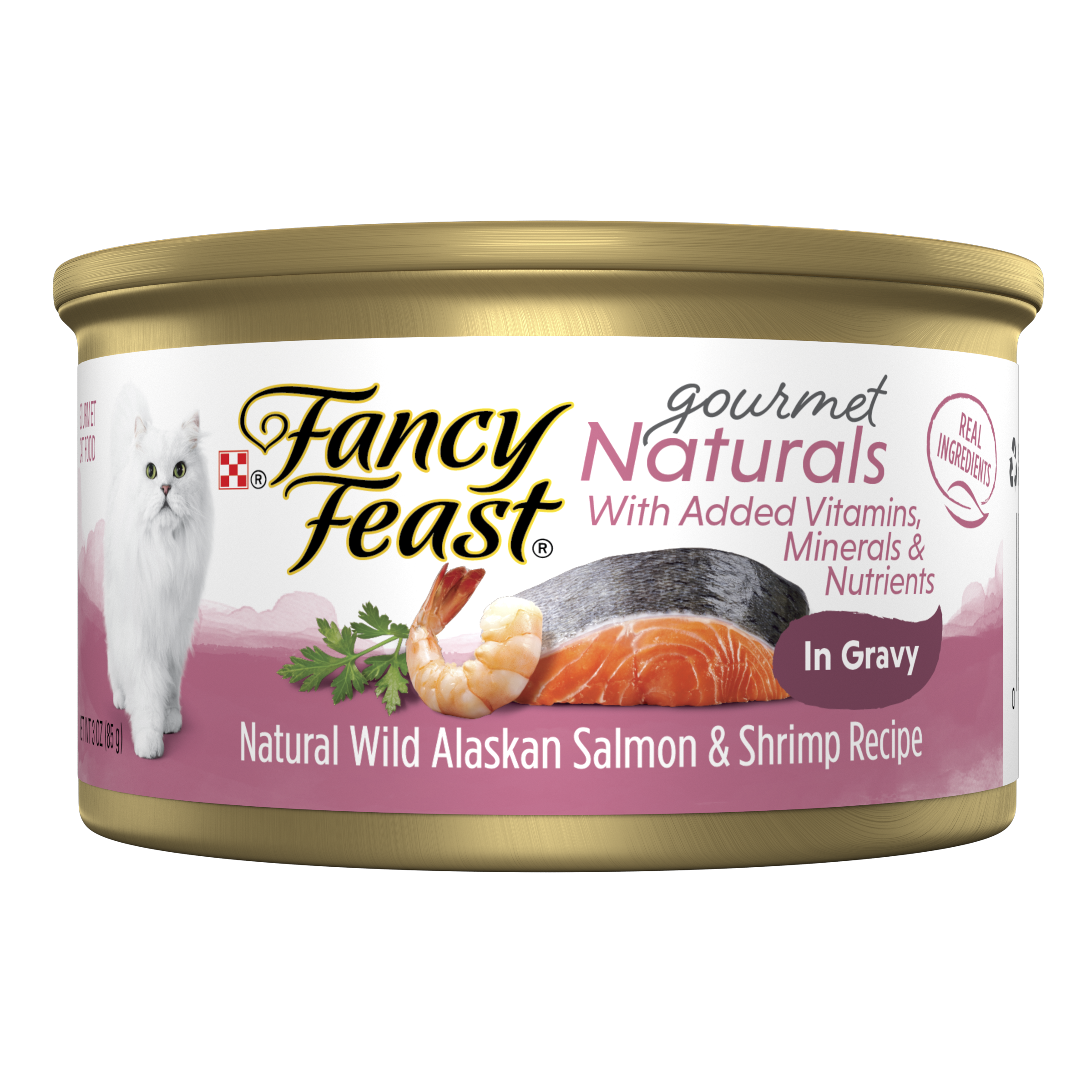 Purina Fancy Feast Gourmet Naturals Cat Salmon & Shrimp in Gravy 3oz can