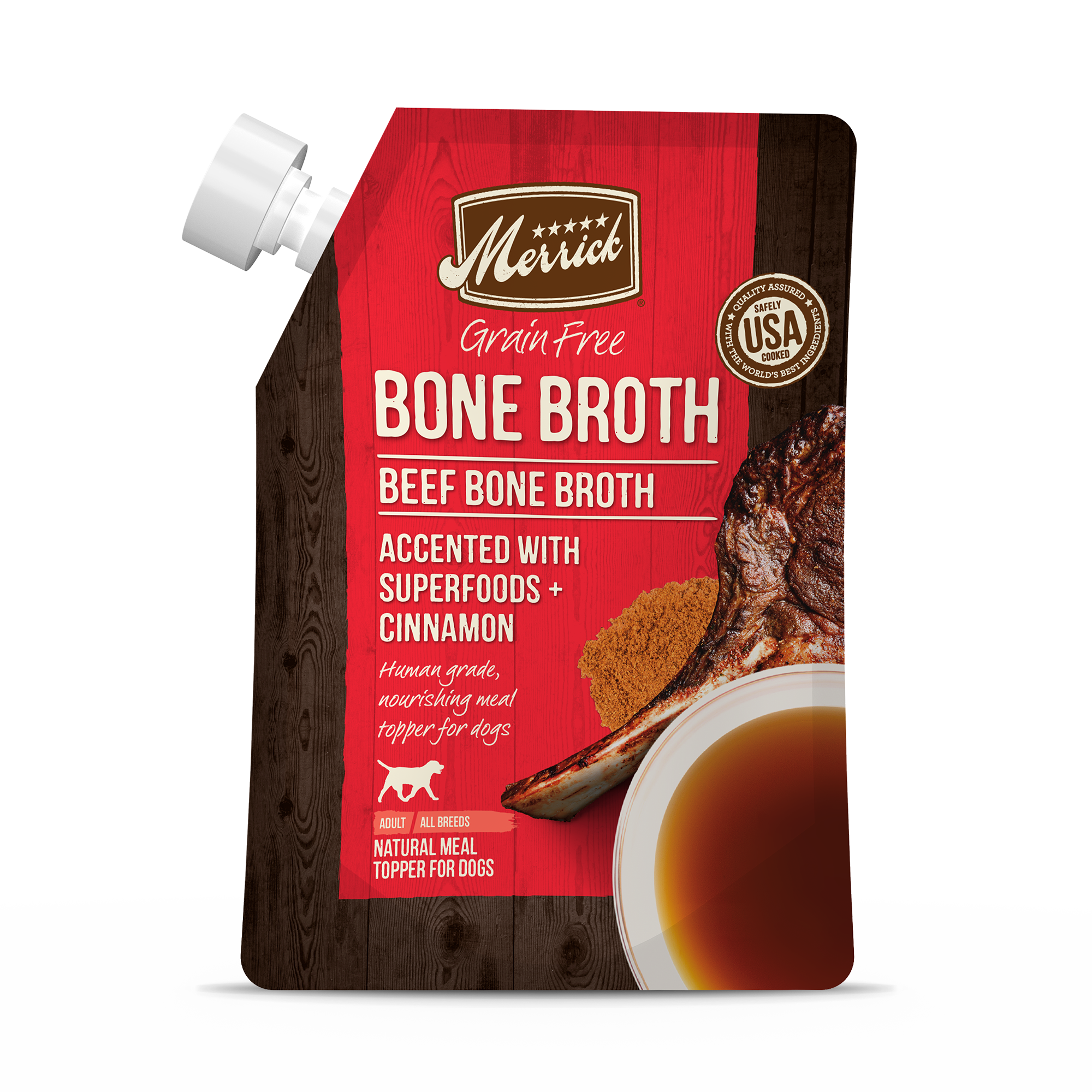 Merrick Dog Bone Broth Beef Accented With Superfoods + Cinnamon 16oz