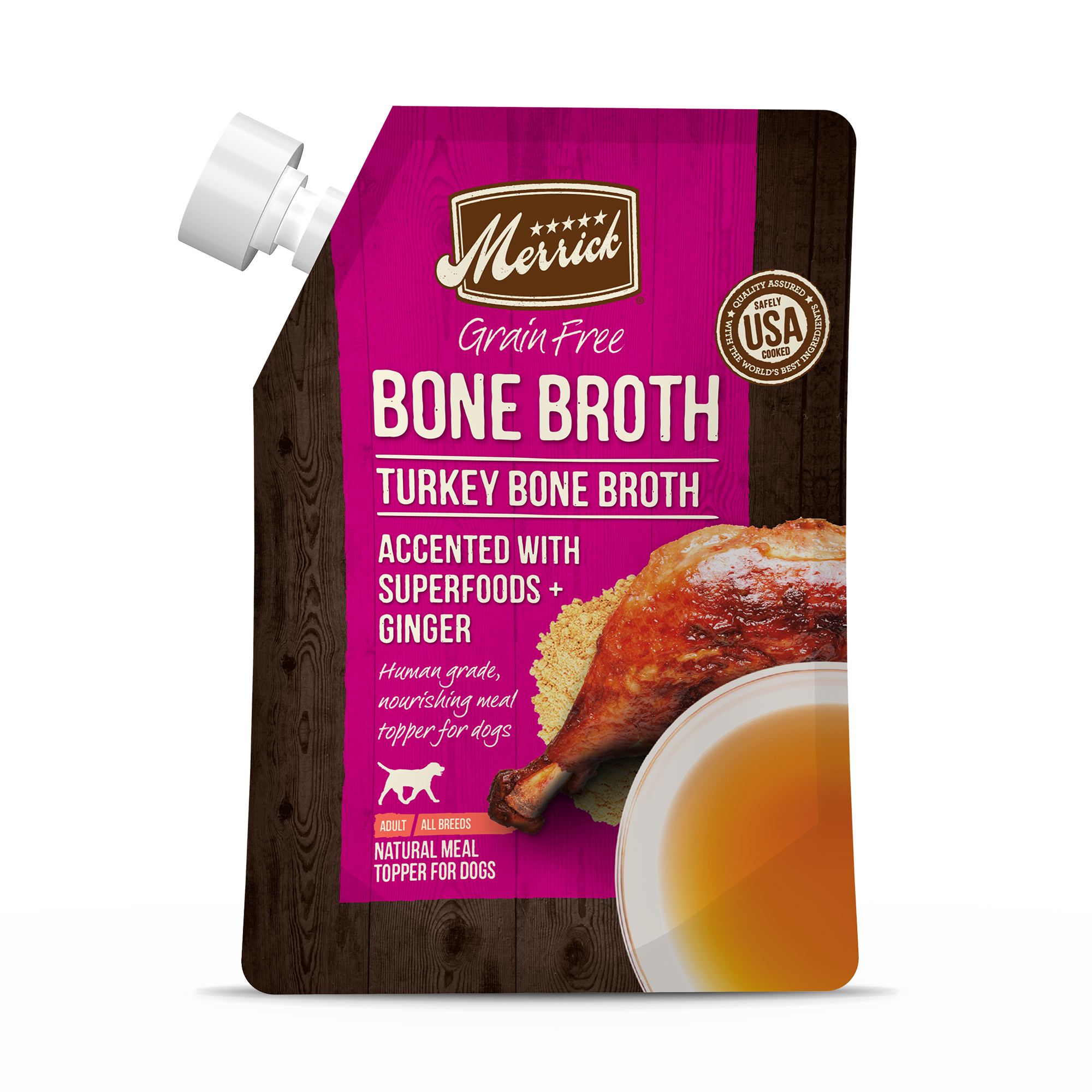 Merrick Dog Bone Broth Turkey Accented With Superfoods + Ginger 16oz