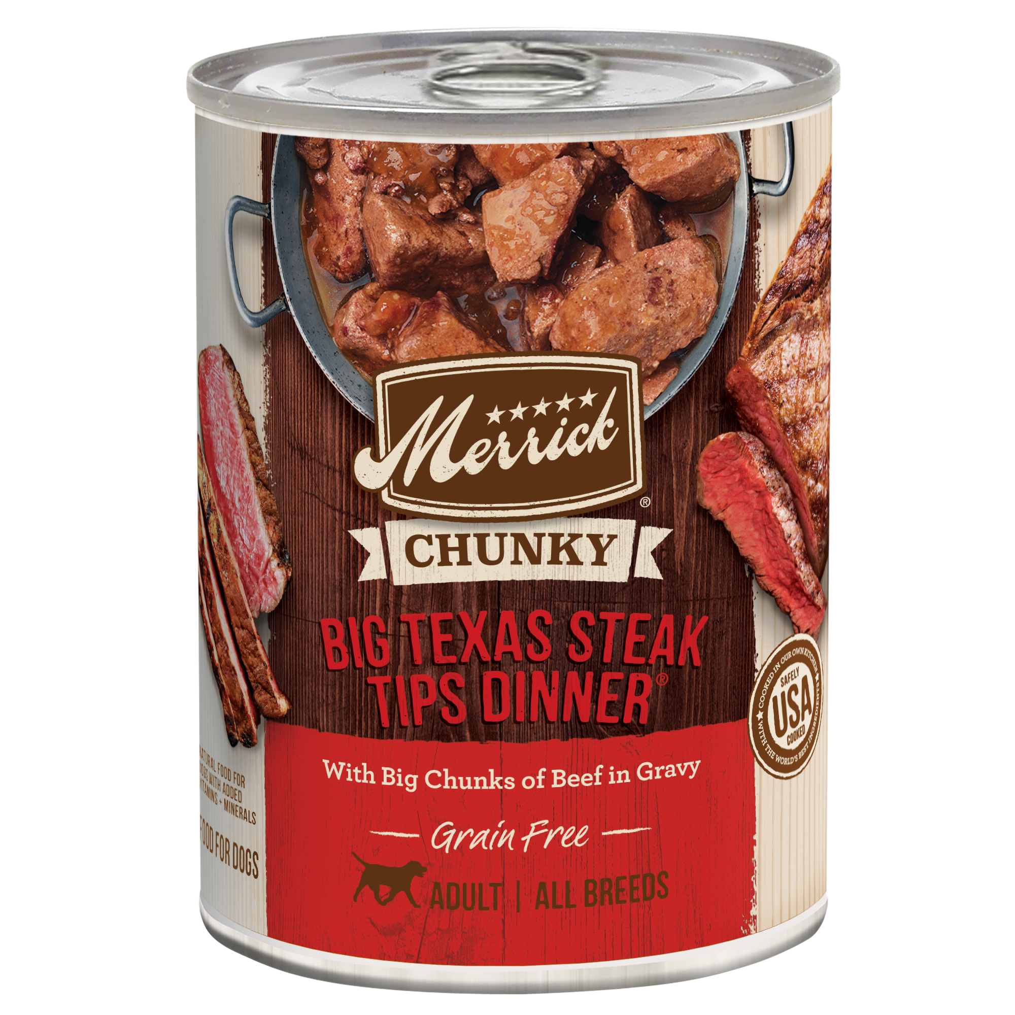 Merrick Chunky Dog Big Texas Steak Tips Dinner 12.7oz can