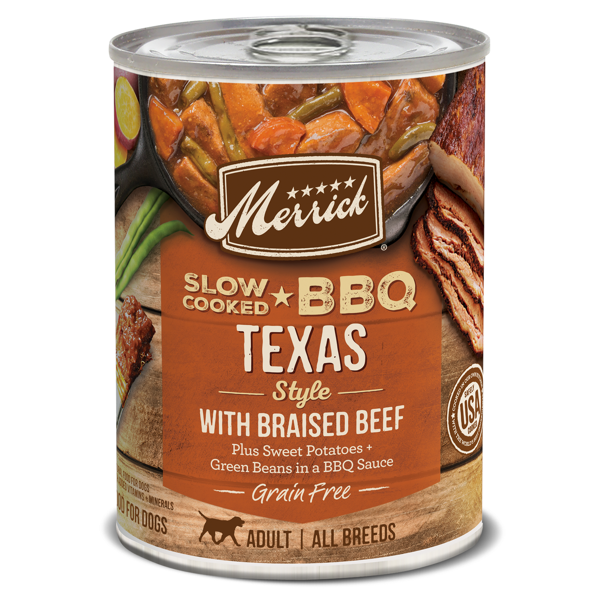 Merrick Slow-Cooked BBQ Dog Grain Free Texas Style Beef 12.7oz can