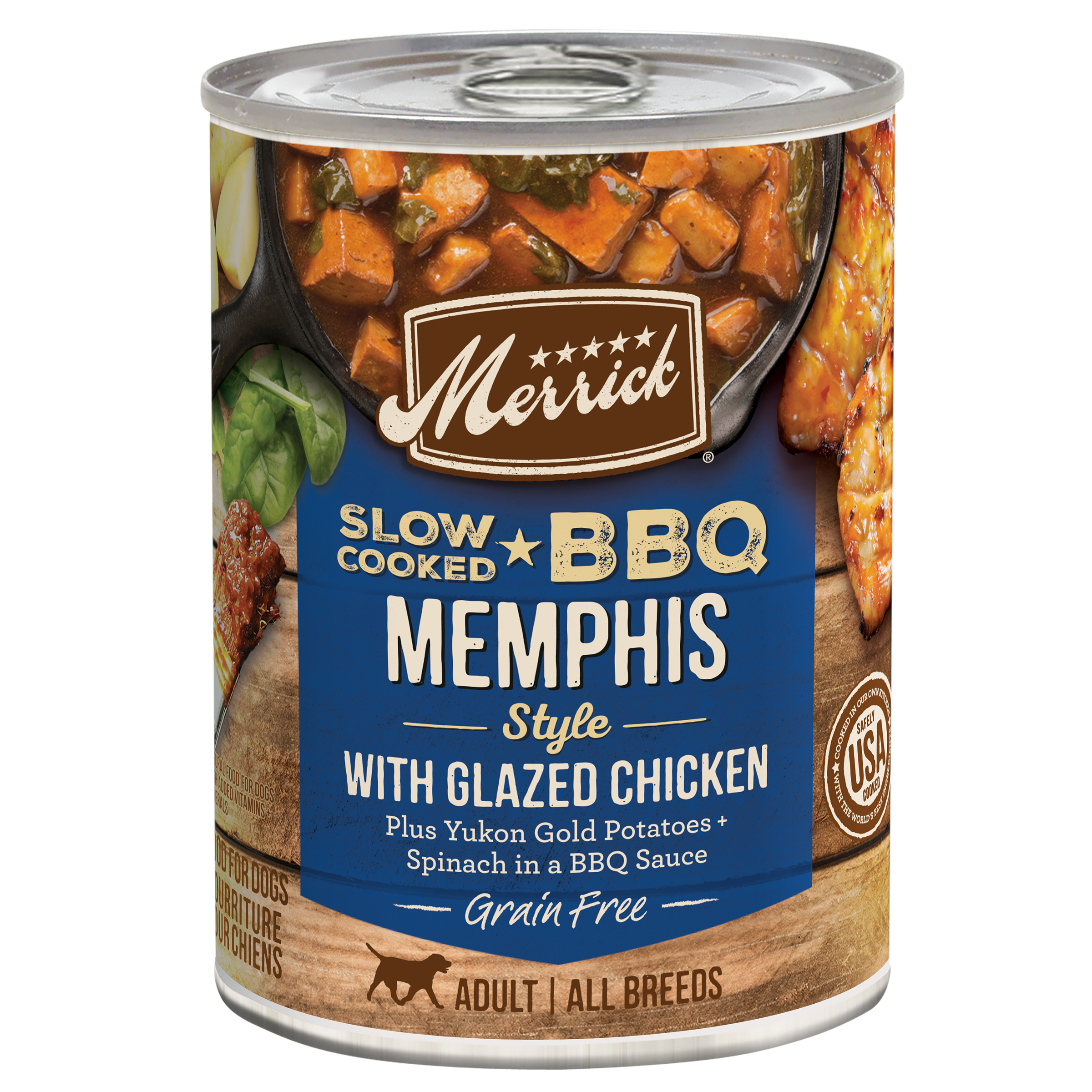 Merrick Slow-Cooked BBQ Dog Grain Free Memphis Style Chicken 12.7oz can