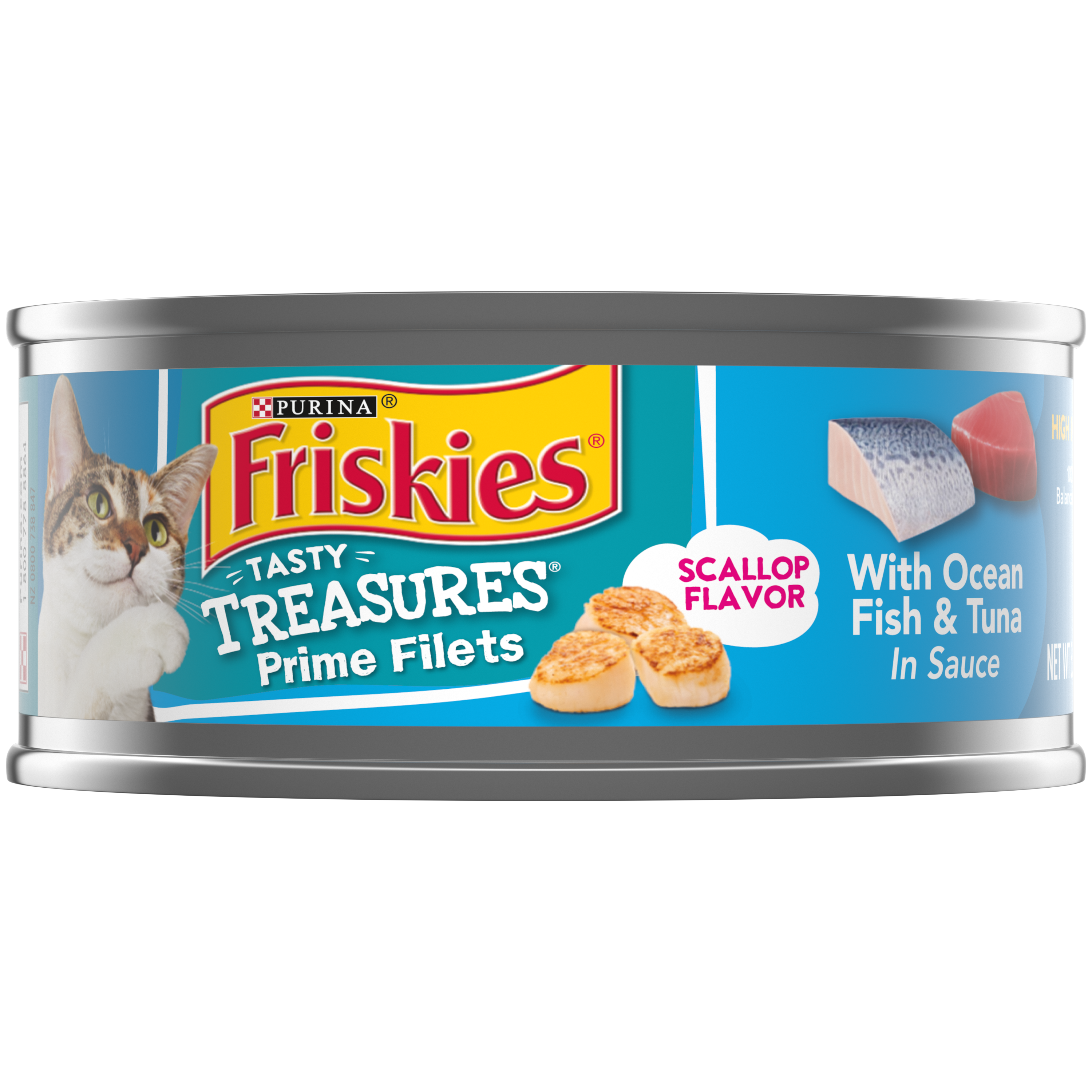 Purina Friskies Tasty Treasures Cat W/ Fish &Tuna, Scallop Flavor 5.5oz can