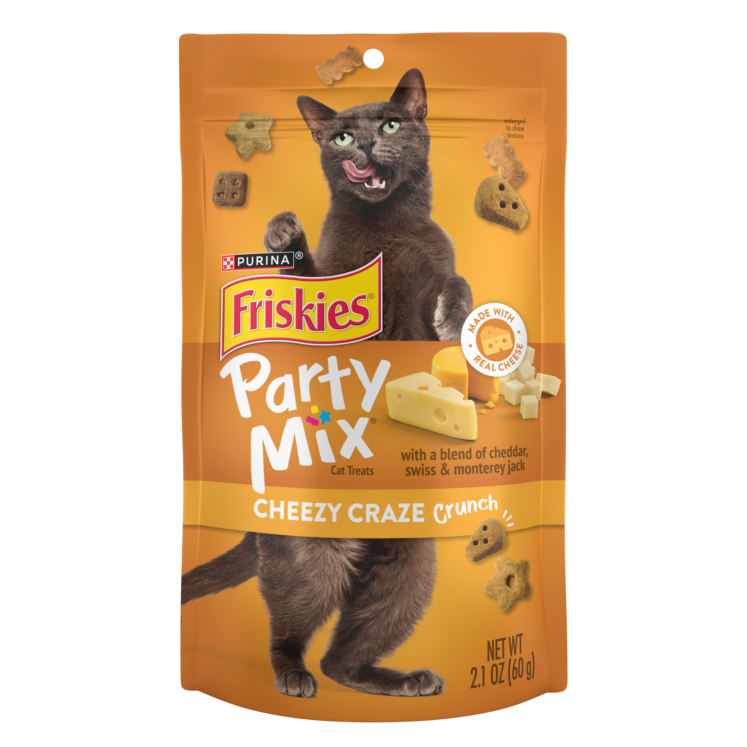 Purina Friskies Cat Treats Party Mix Cheezy Craze Crunch 2.1oz pouch