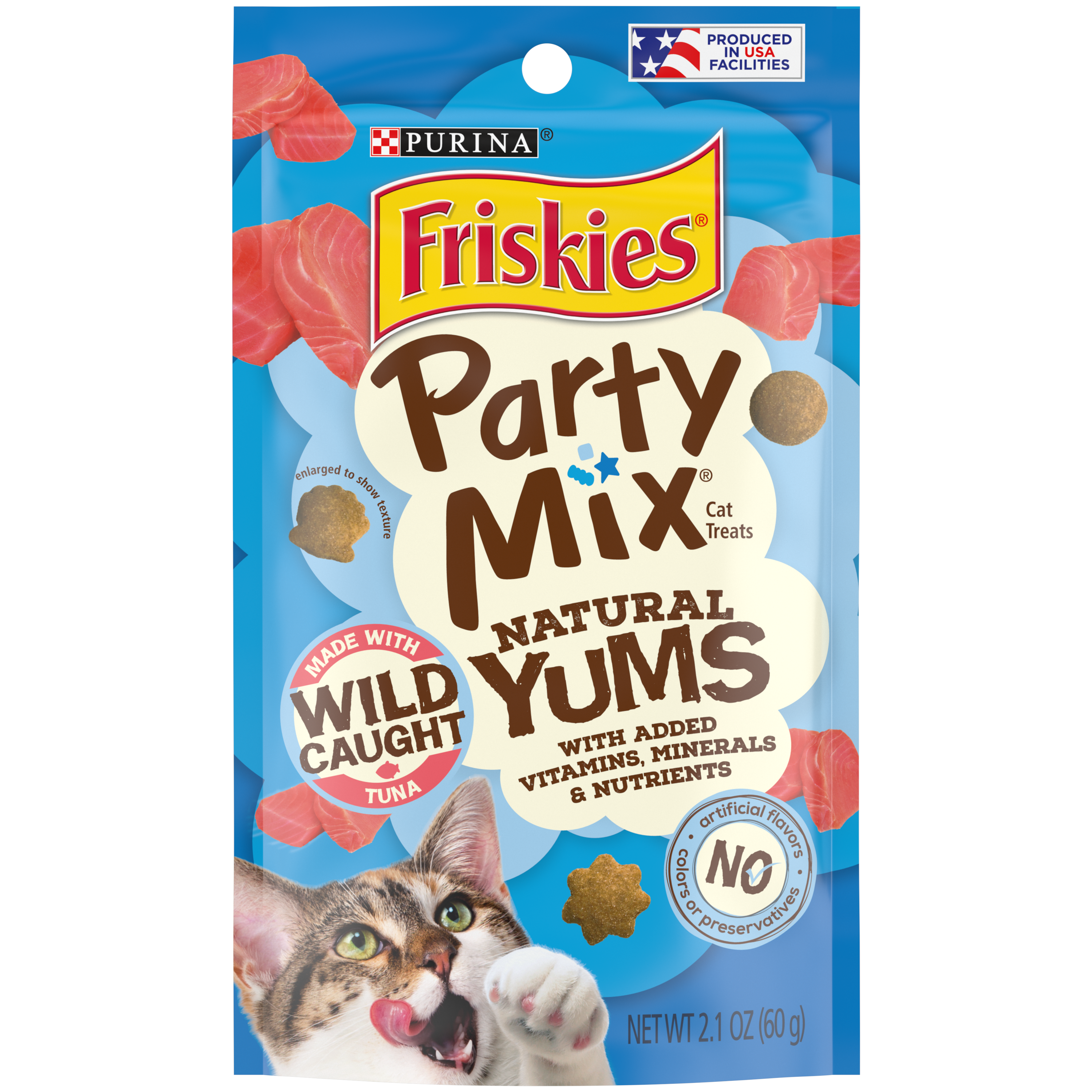 Purina Friskies Cat Treats Party Mix Natural Yums With Real Tuna 2.1oz