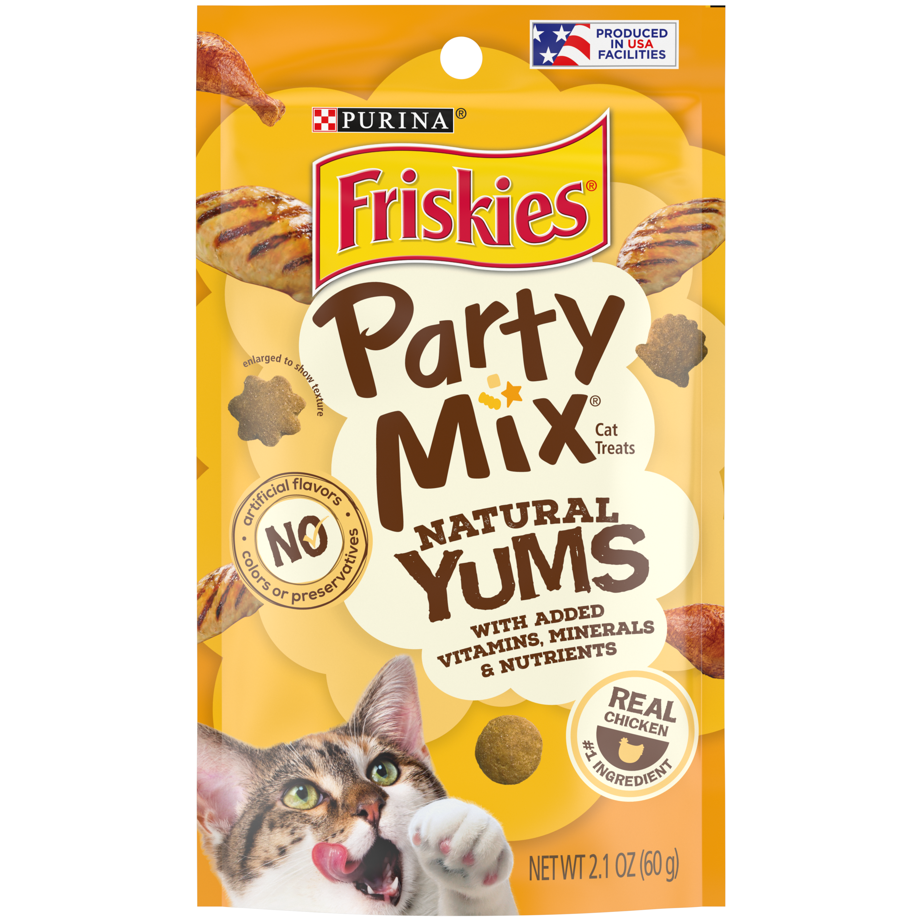 Purina Friskies Cat Treats Party Mix Natural Yums With Real Chicken 2.1oz