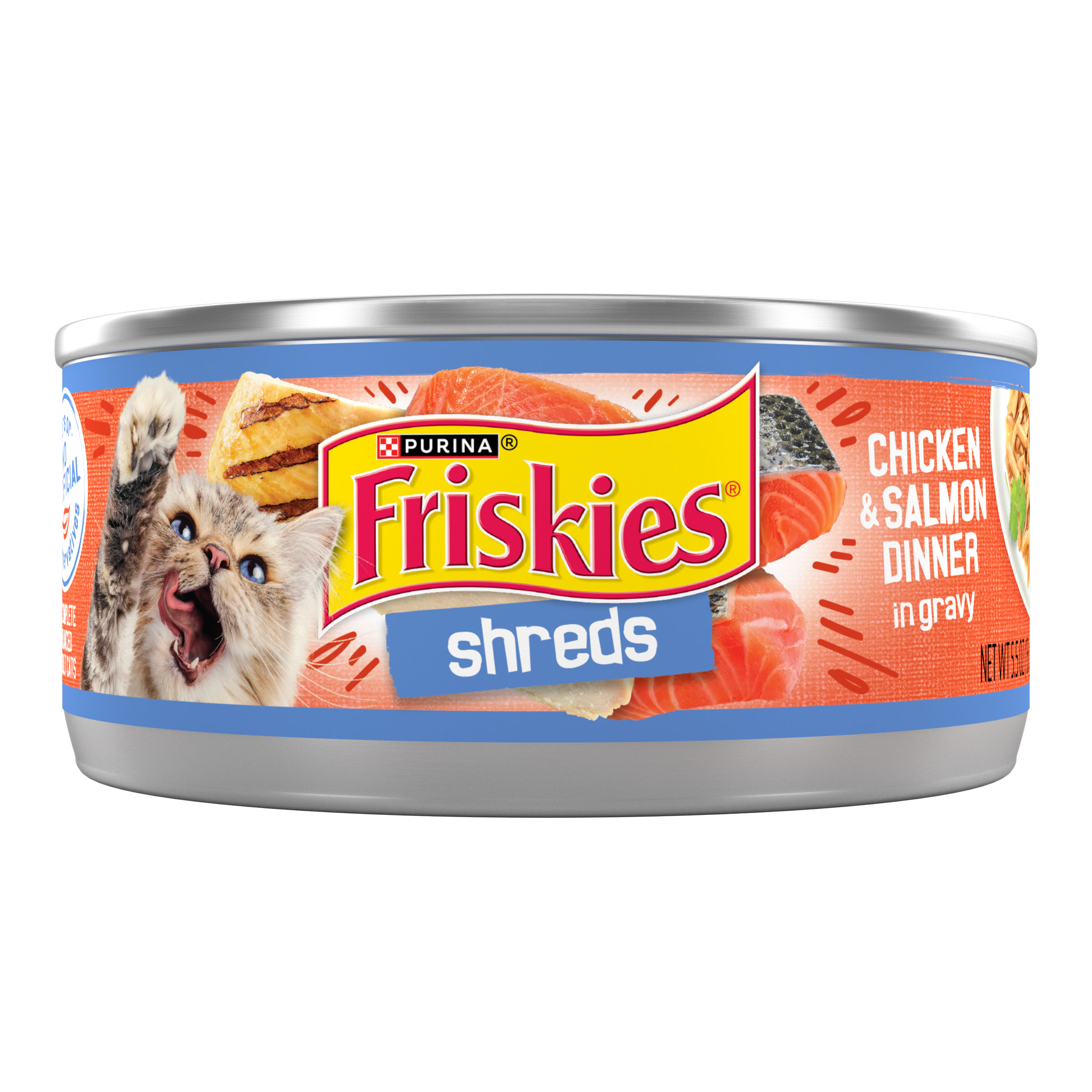 Purina Friskies Cat Shreds Chicken & Salmon in Gravy 5.5oz can