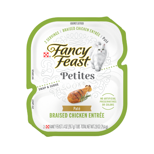 Fancy Feast Petites Braised Chicken Cat Food Entree Pate Tray 2.8oz