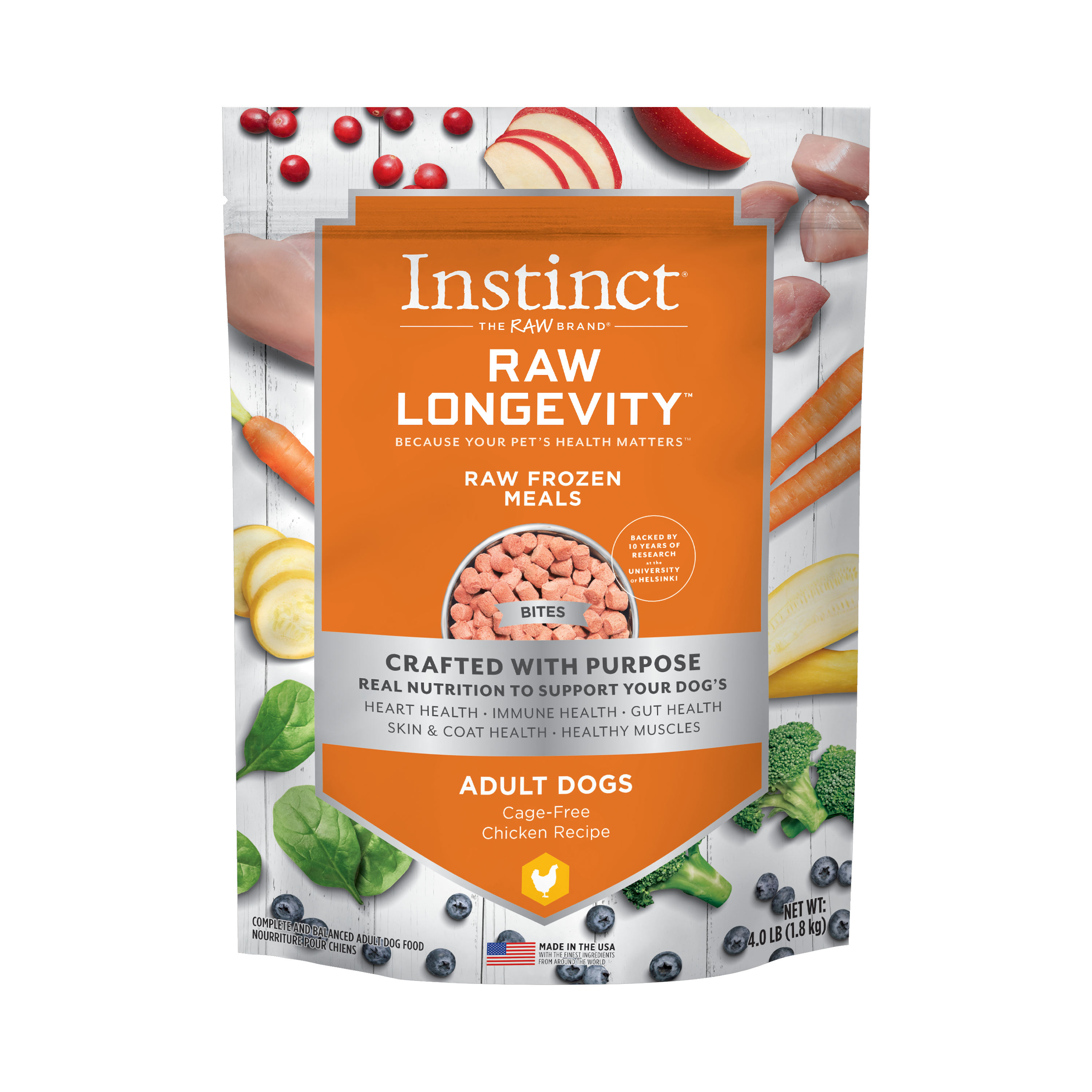Instinct Adult Dog Frozen Meal Raw Longevity Chicken 4#