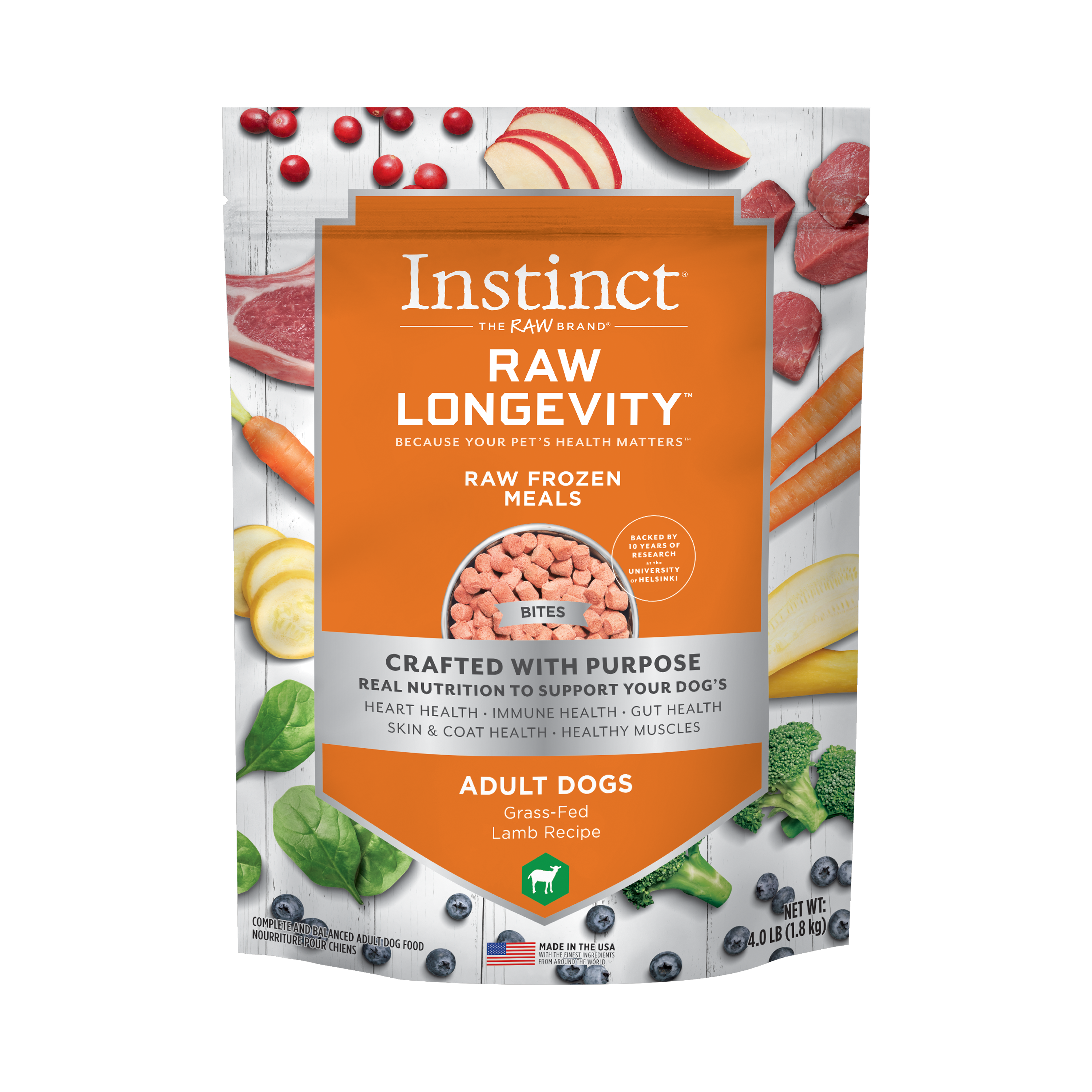 Instinct Adult Dog Food Raw Longevity Lamb Frozen Meal 4#