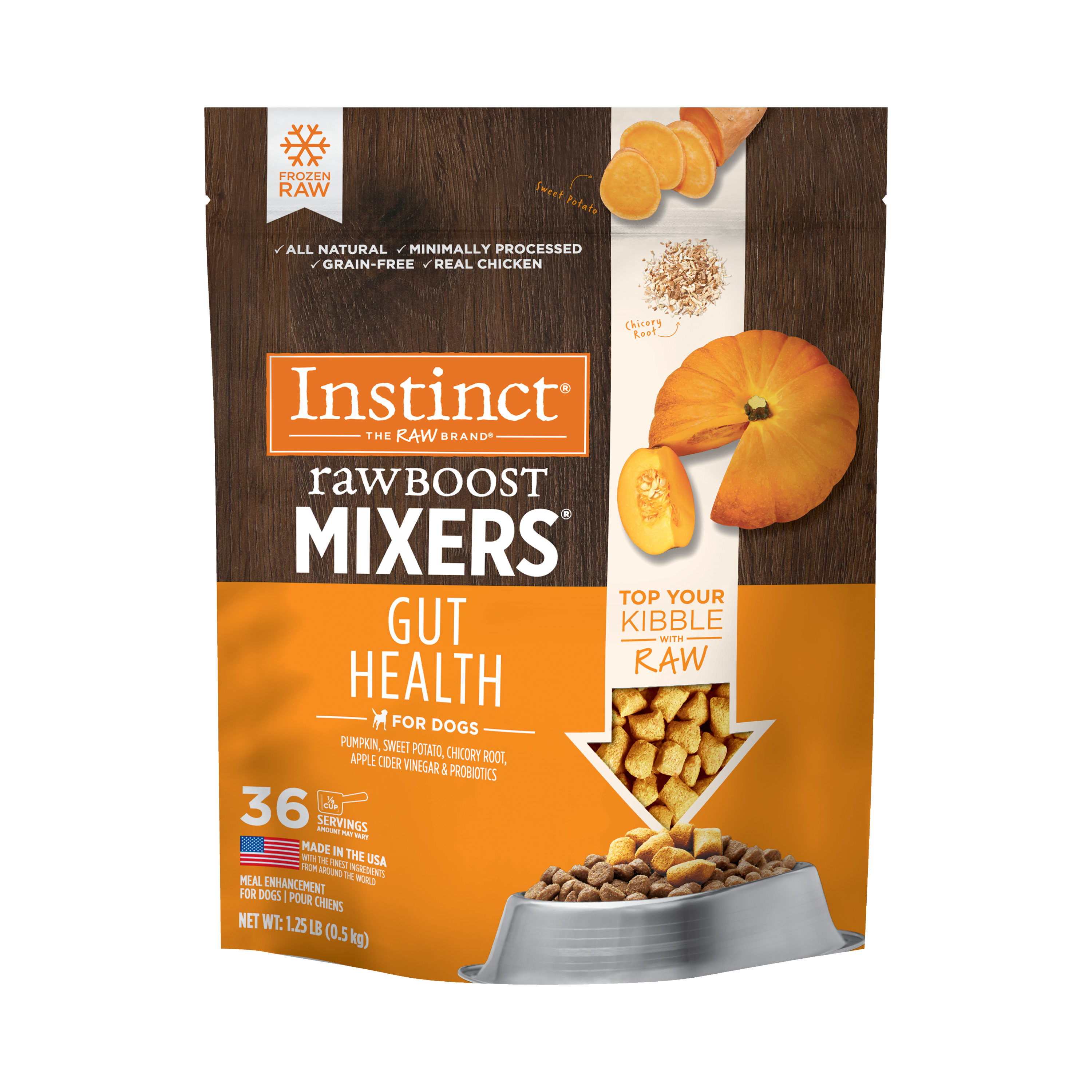 Instinct Dog Frozen Raw Boost Mixers Gut Health Food Topper 1.25#