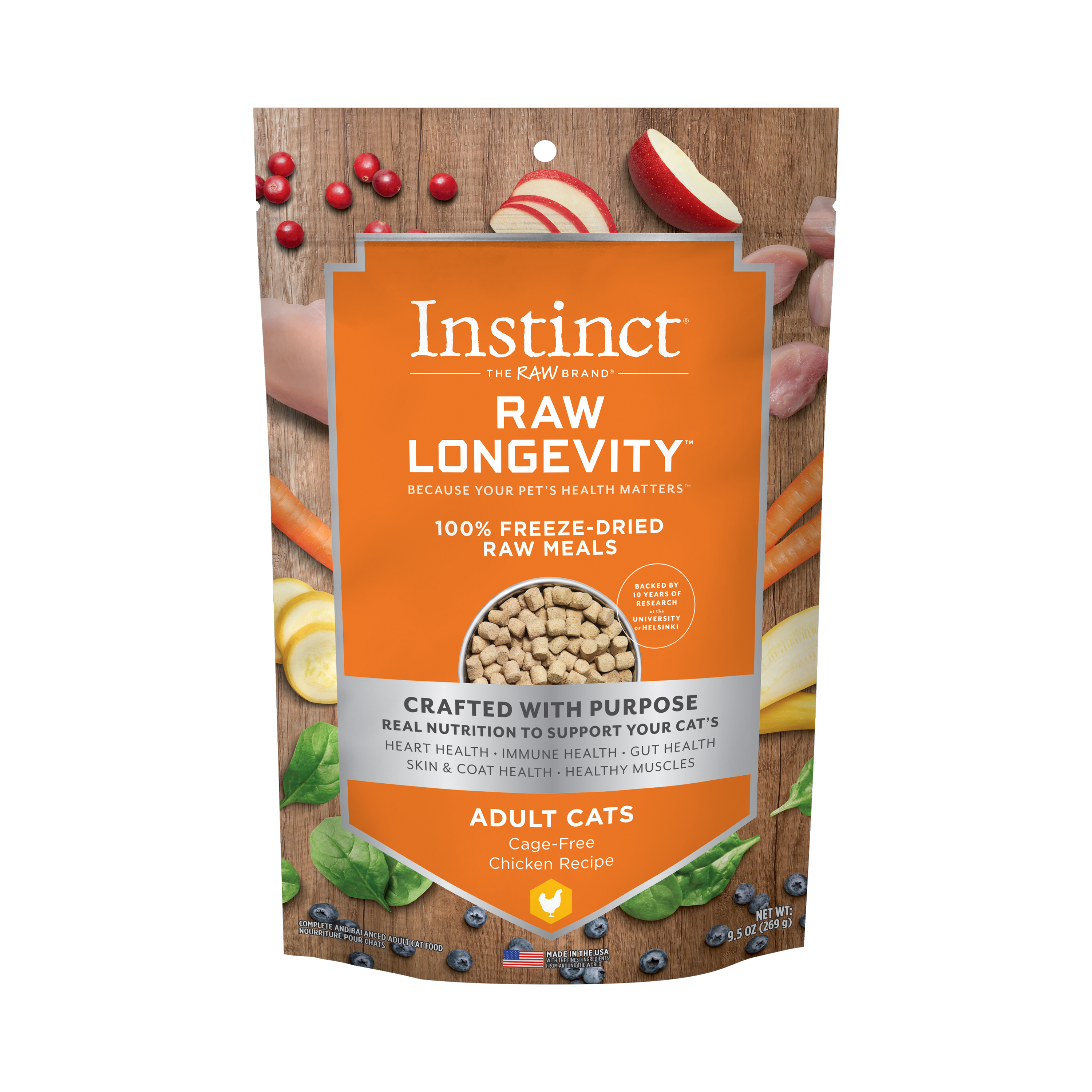 Instinct Adult Cat Freeze Dried Raw Longevity Meal Chicken 9.5oz