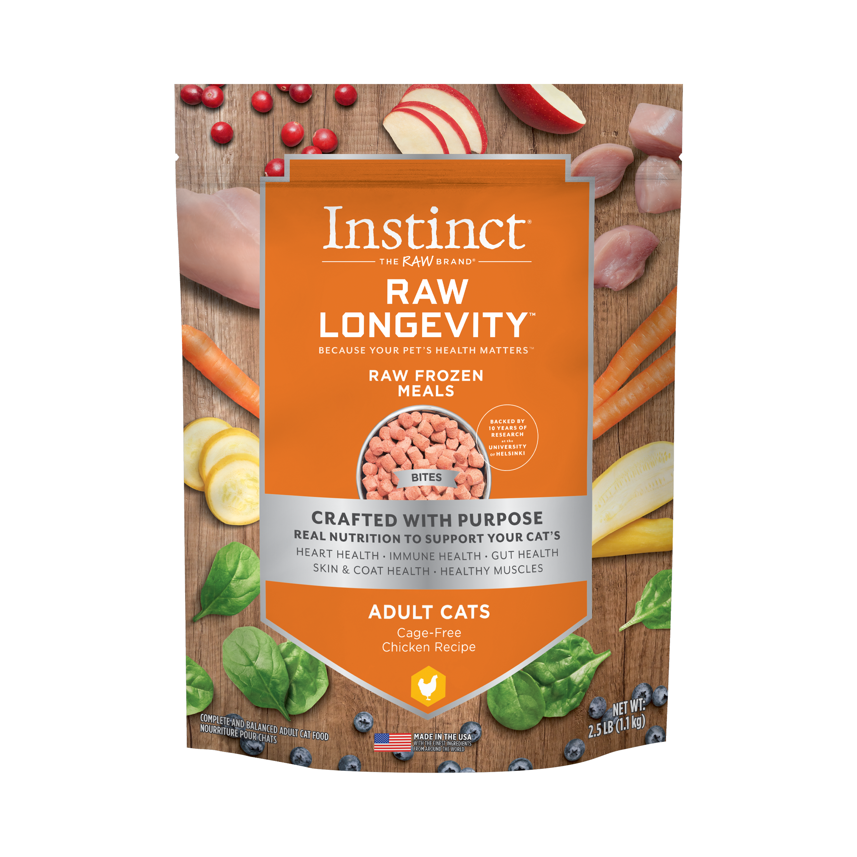 Instinct Adult Cat Food Raw Longevity Chicken Frozen Meal 2.5#