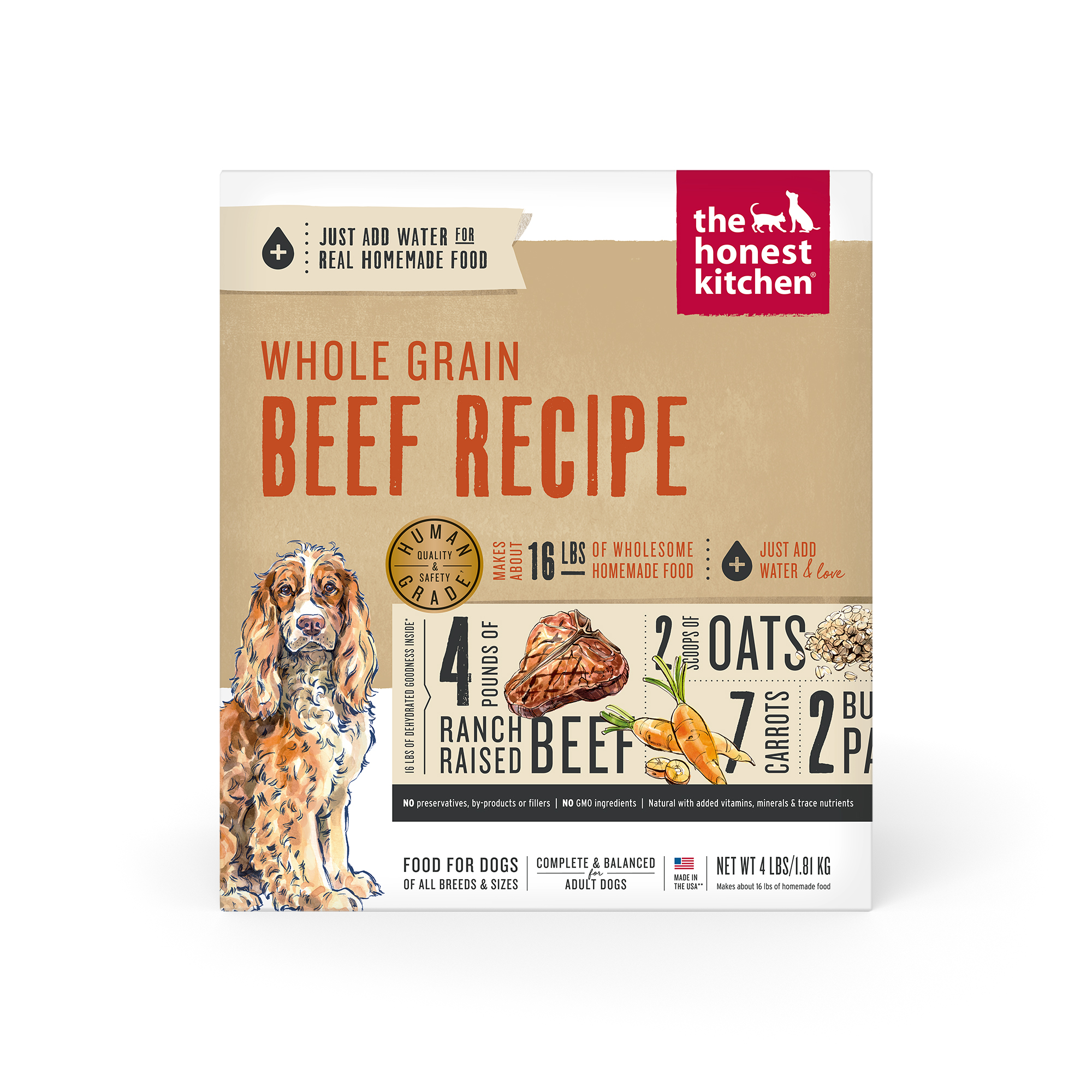 Honest Kitchen Dog Whole Grain Dehydrated Beef Recipe 4#