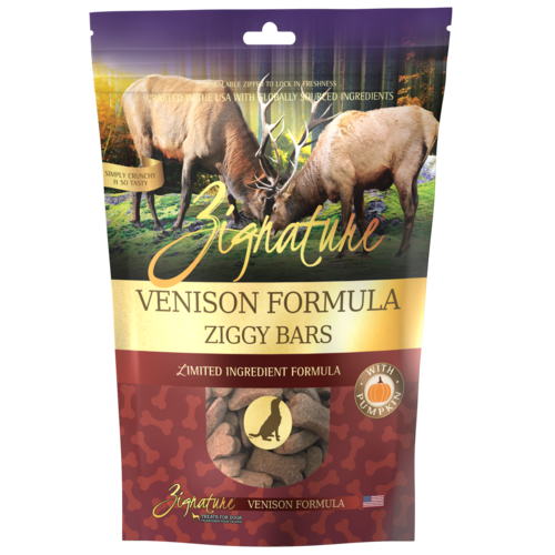 Zignature Ziggy Bars Dog Treats Venison Formula 12oz