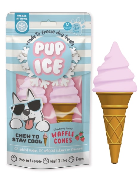 Pup Ice Strawberry Waffle Cones Medium 2 Pack