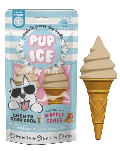 Pup Ice Vanilla Peanut Butter Waffle Cones Medium 2 Pack