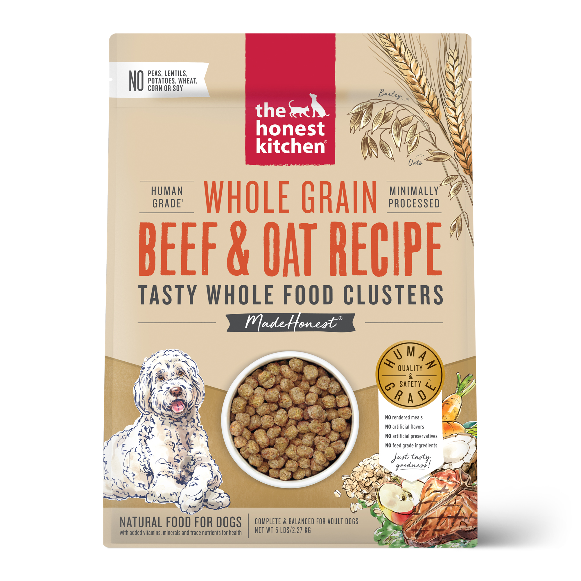 Honest Kitchen Dog Whole Grain Clusters Beef 5#