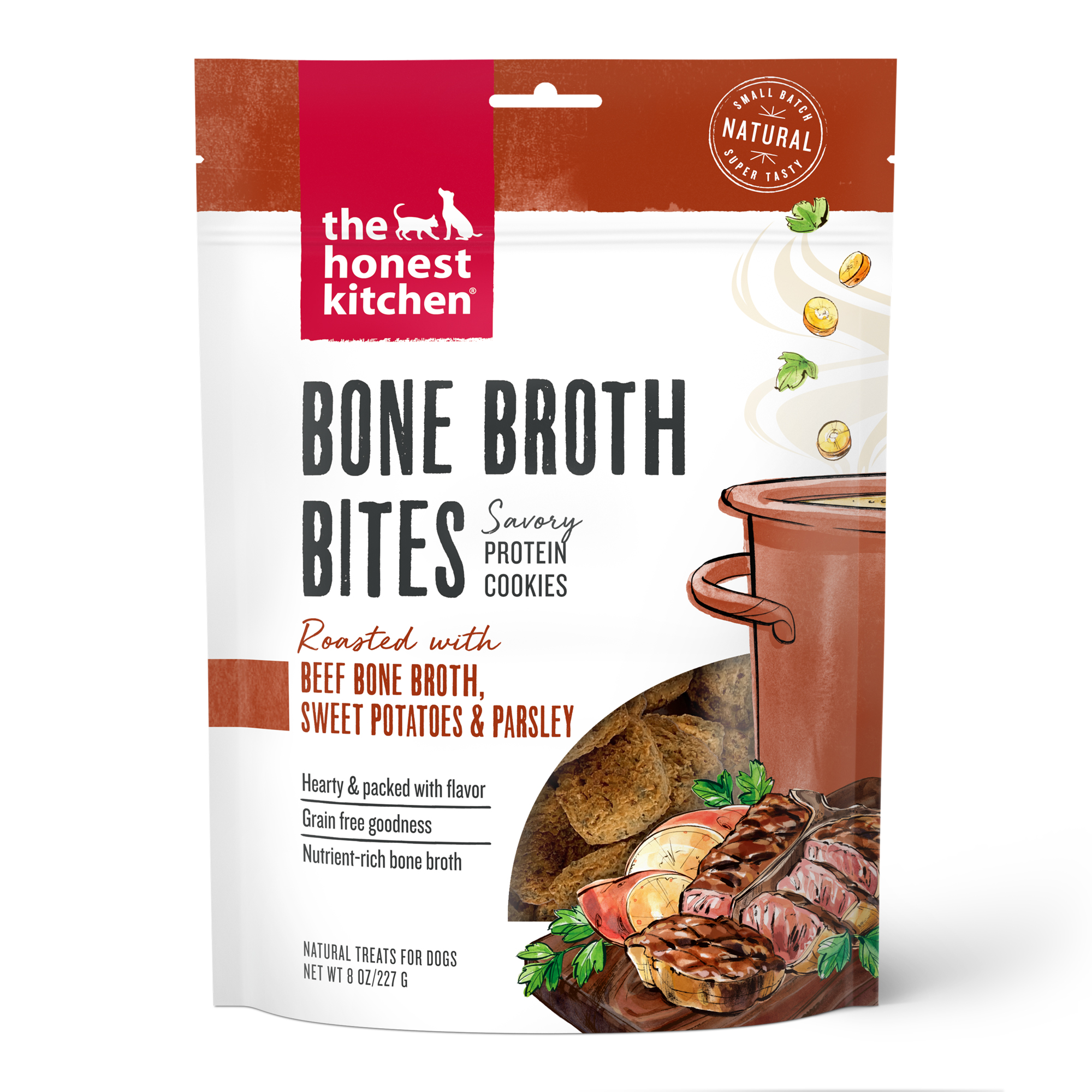 Honest Kitchen Dog Treat Bone Broth Bites Beef Sweet Potato & Parsley 8oz