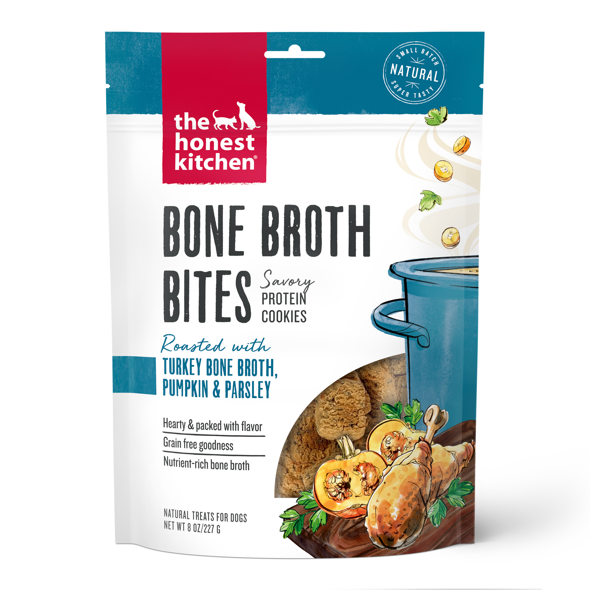 Honest Kitchen Dog Treat Bone Broth Bites Turkey Pumpkin & Parsley 8oz