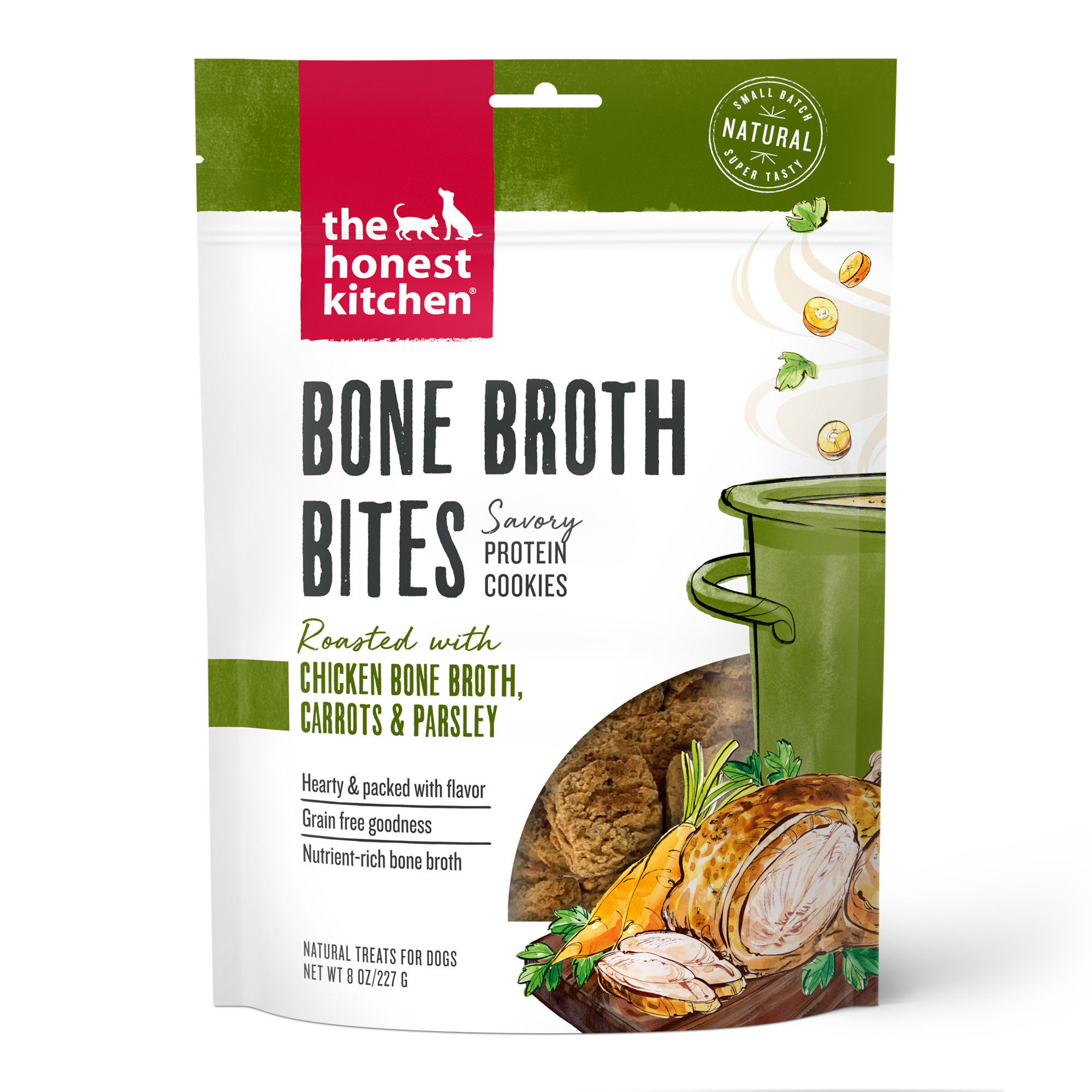 Honest Kitchen Dog Treat Bone Broth Bites Chicken Carrots & Parsley 8oz