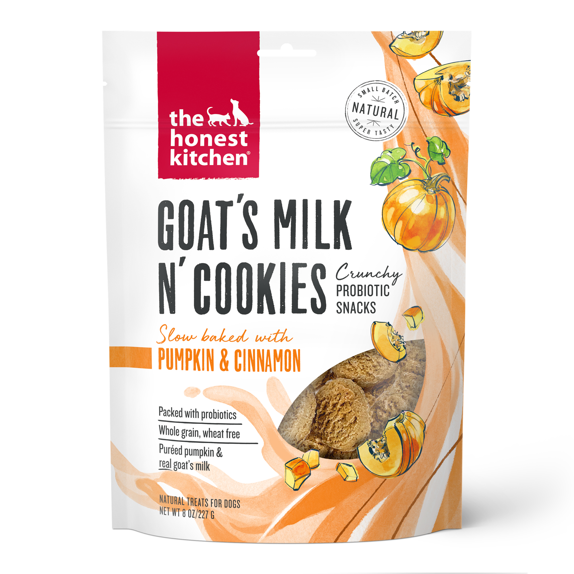 Honest Kitchen Dog Treat Goat's Milk N Cookies Pumpkin & Cinnamon 8oz