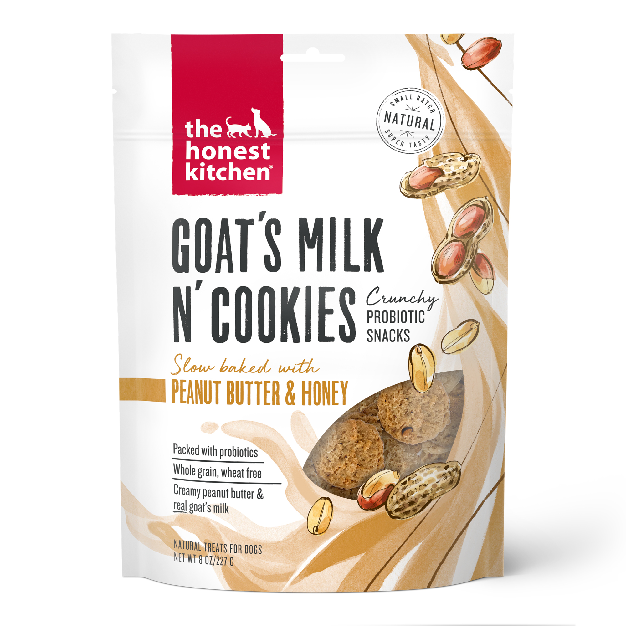 Honest Kitchen Dog Treat Goat's Milk N Cookies Peanut Butter & Honey 8oz