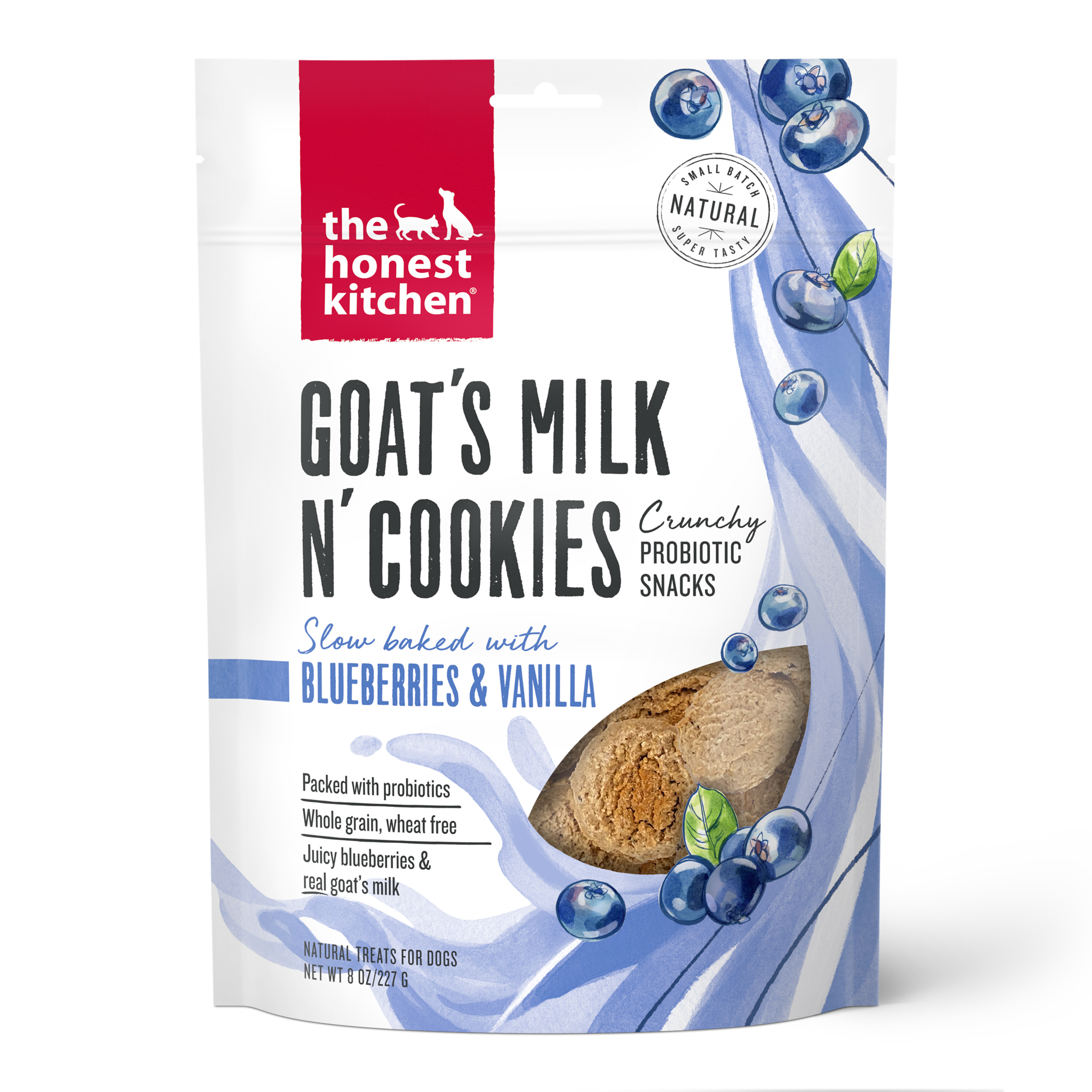 Honest Kitchen Dog Treat Goat's Milk N Cookies Blueberries & Vanilla 8oz