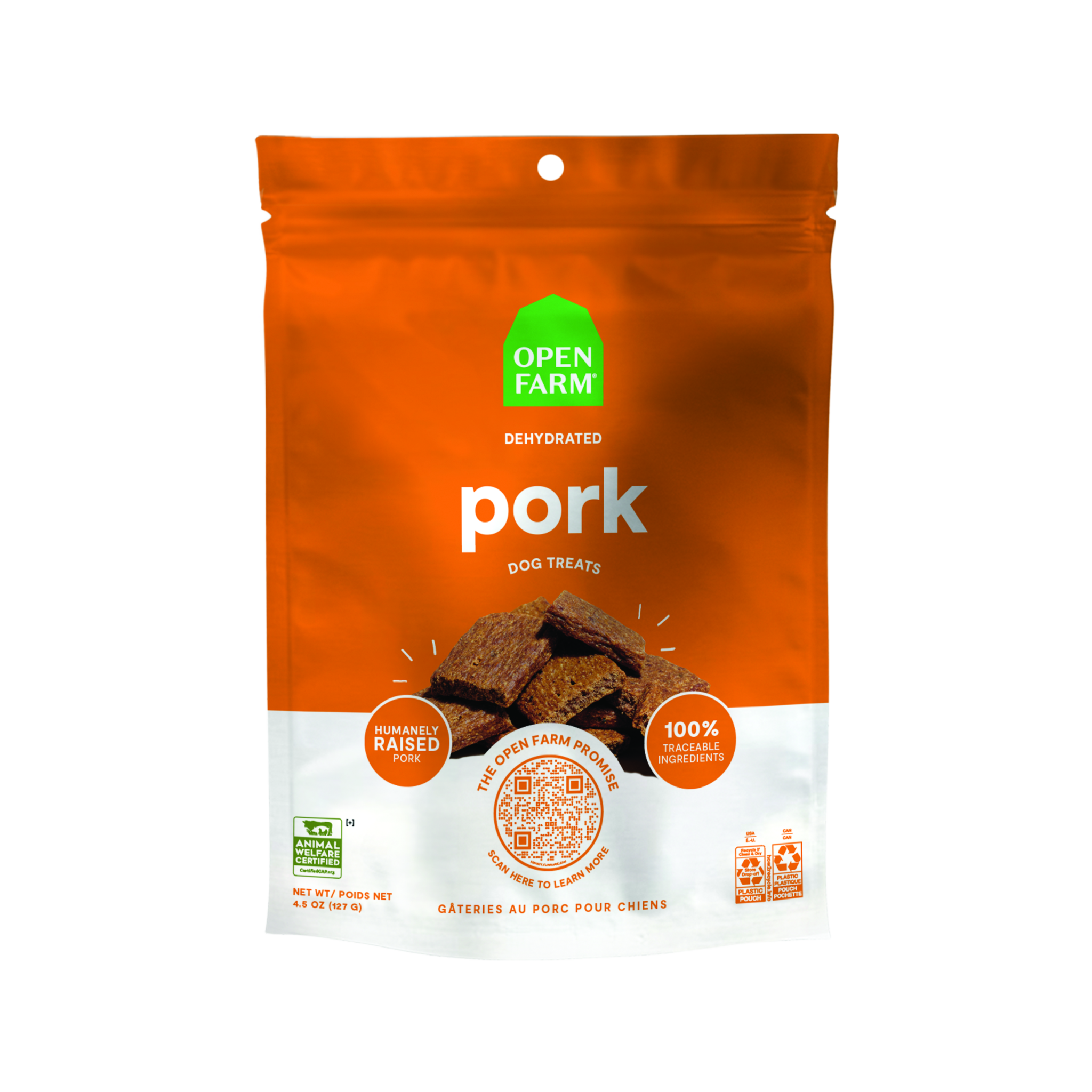 Open Farm Dog Treats Dehydrated Pork 4.5oz