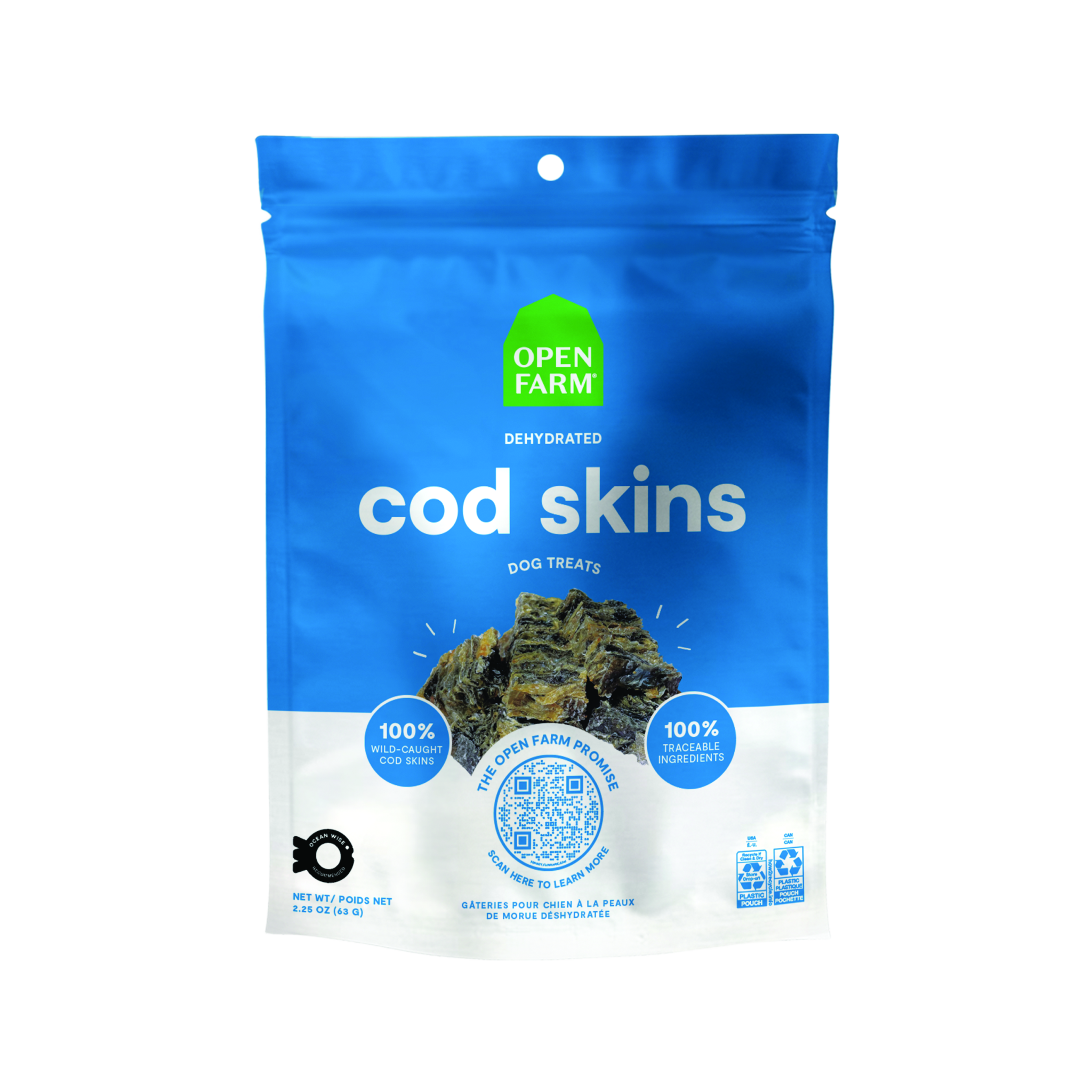 Open Farm Dog Treats Dehydrated Cod Skin 2.25oz