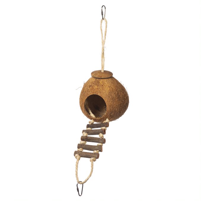 Prevue Pet Products Naturals Forage & Engage Coco Hideaway w Ladder Bird Toy