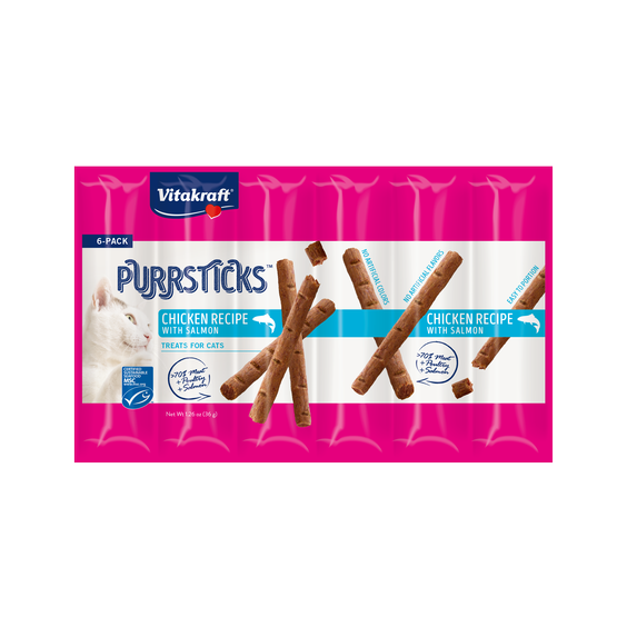 VitaKraft Cat Treats Purrsticks Chicken Salmon 6 Pack