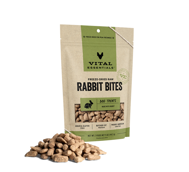 Vital Essentials Dog Treat Freeze Dried Raw Rabbit Bites 5oz