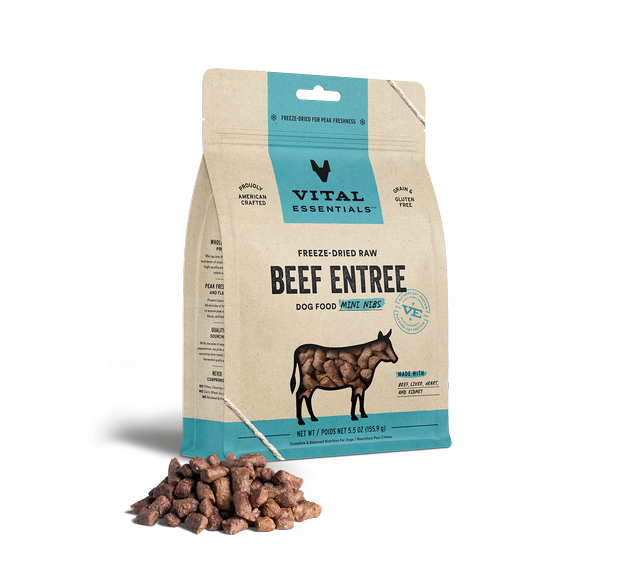 Vital Essentials Freeze Dried Raw Dog Food Beef Nibs 5.5oz