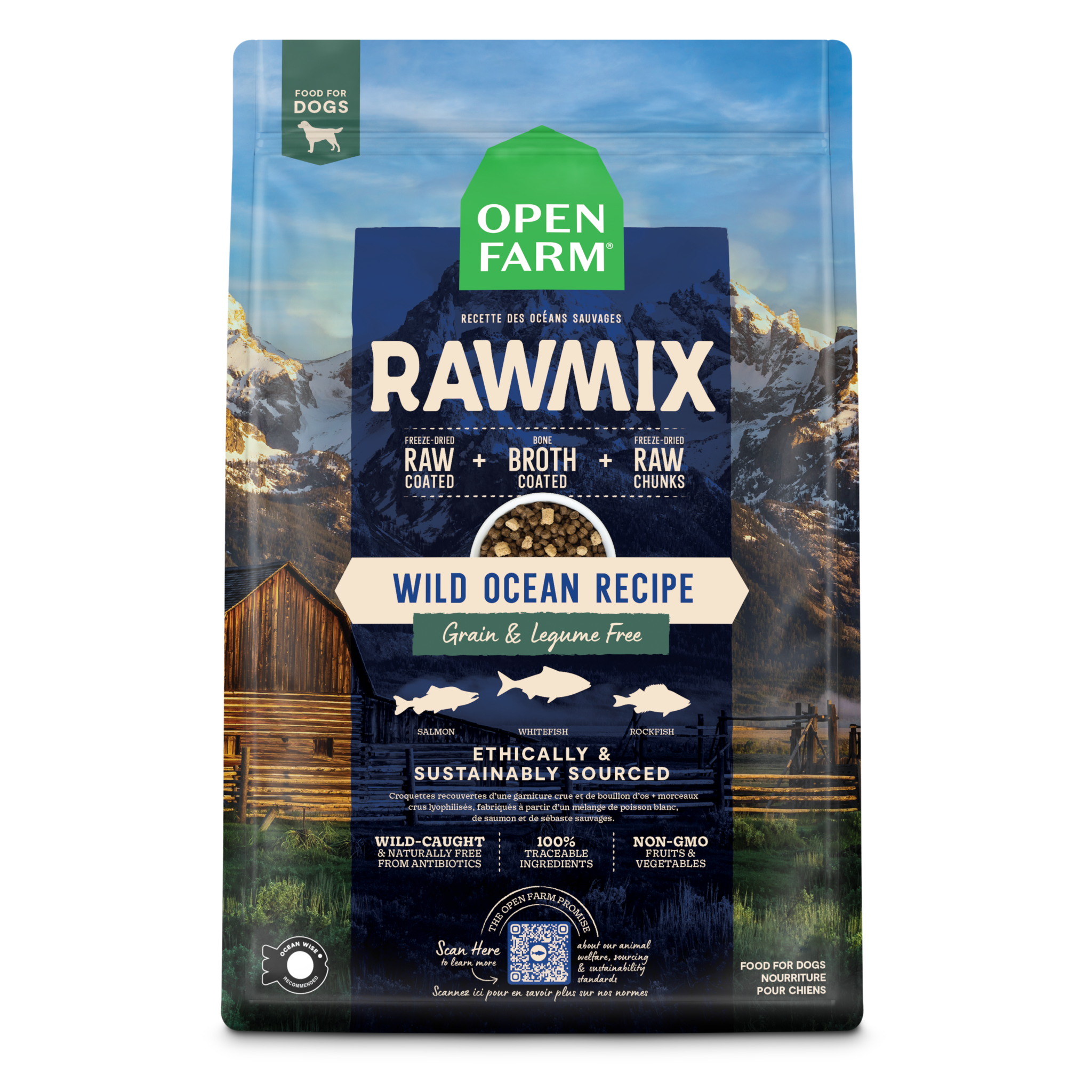 Open Farm Dog Food Rawmix Grain Free Wild Ocean Recipe 20#