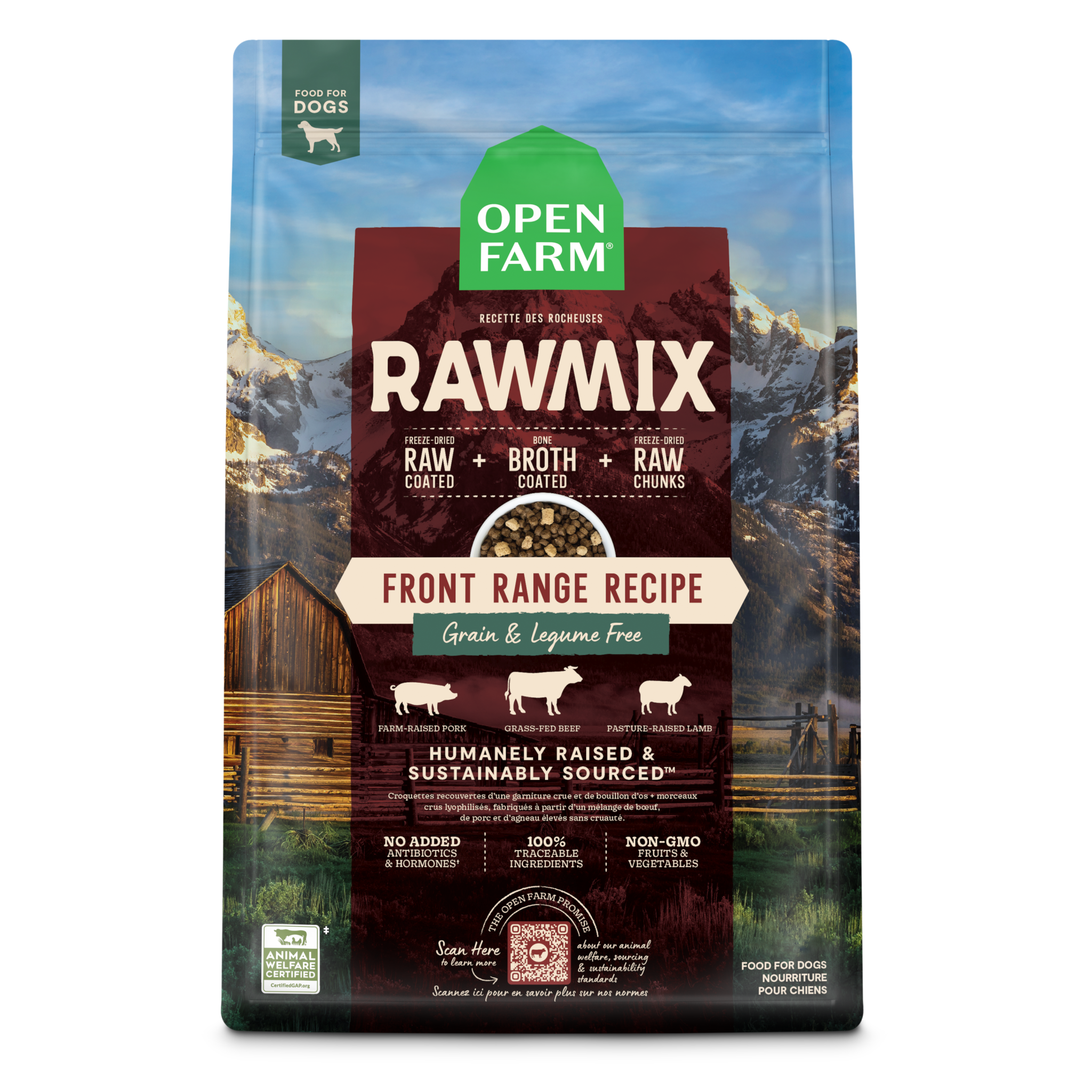 Open Farm Dog Food Rawmix Grain Free Front Range Recipe 20#