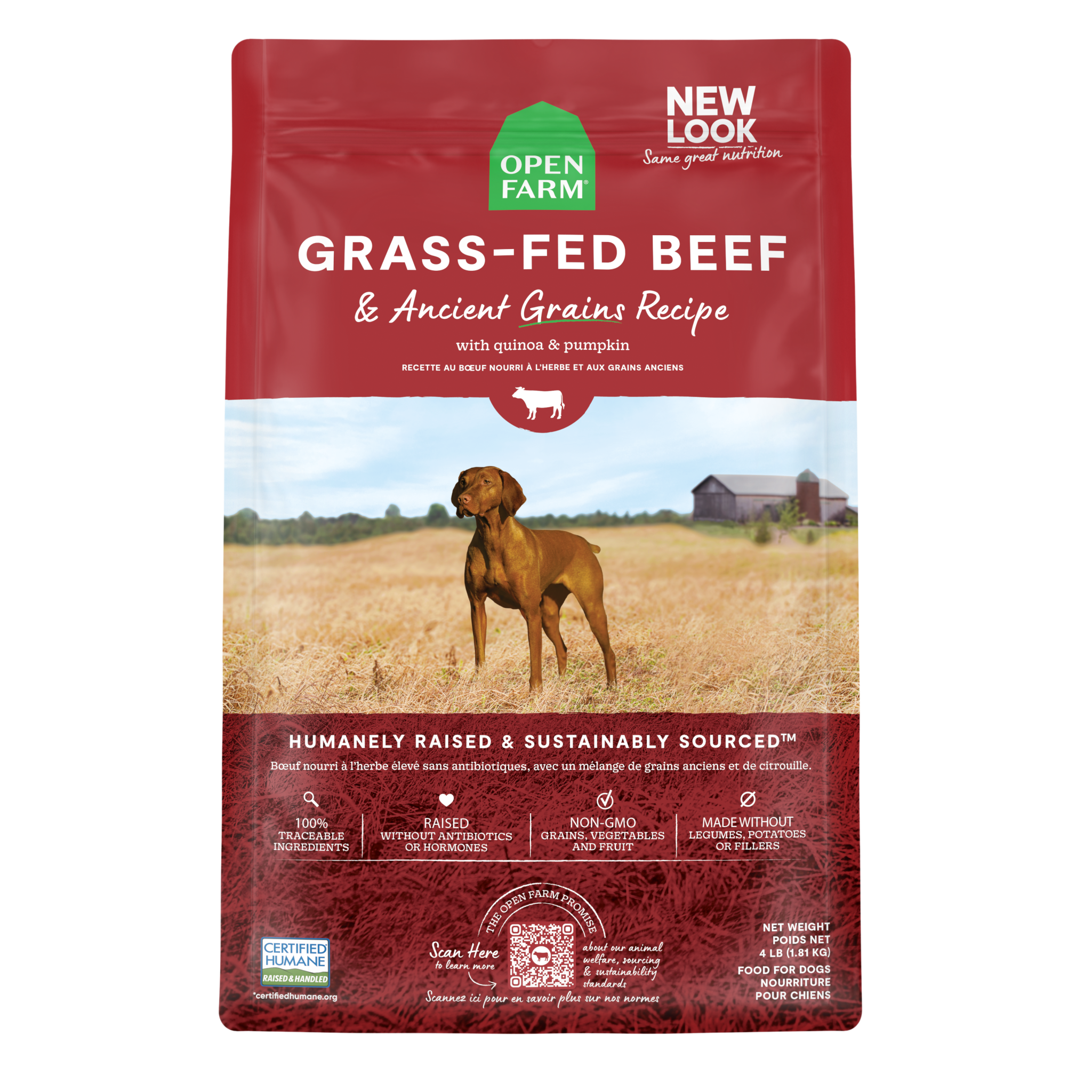 Open Farm Dog Grass Fed Beef & Ancient Grains Recipe 4#