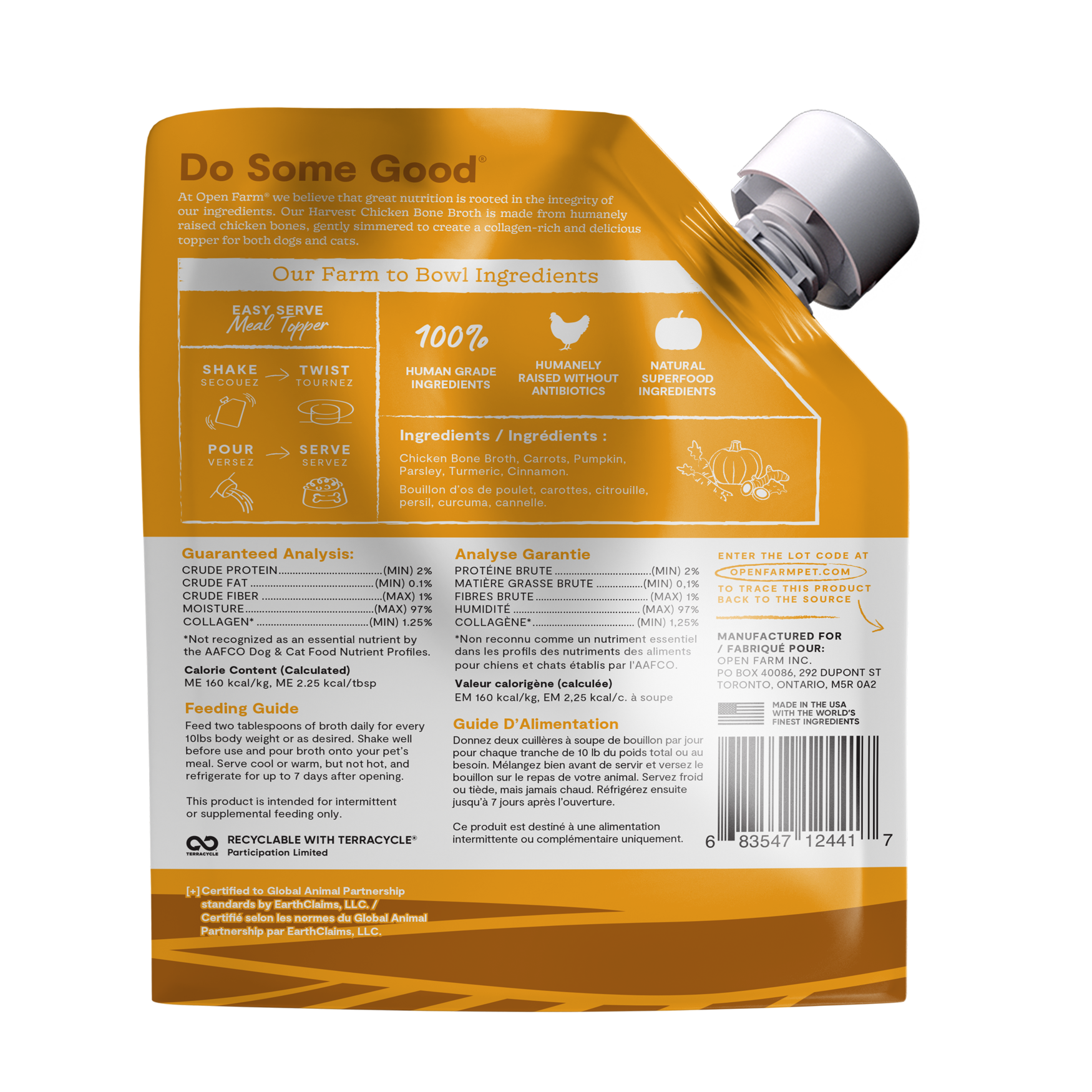 Open Farm Dog & Cat Harvest Chicken Broth 12oz