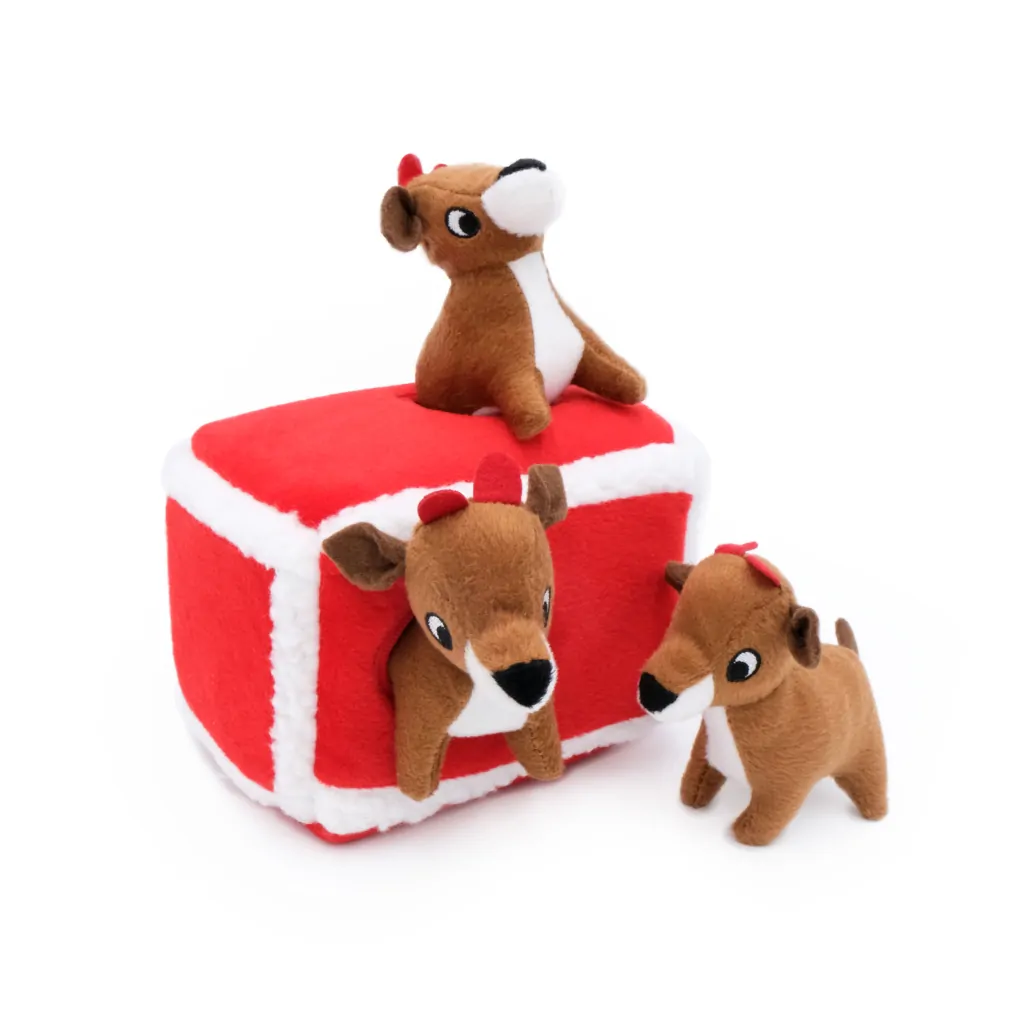 Zippy Paws Dog Toy Holiday Burrow Reindeer Pen