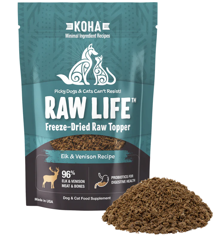 Koha Raw Life Dog & Cat Freeze Dried Topper Elk & Venison 8oz